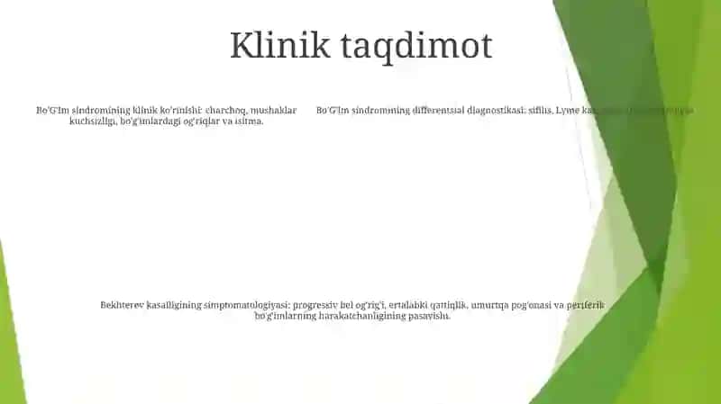 Bo‘G‘Im Sindromining Differensial Diagnostikasi, Bexterev Kasalligining Simptomatologiyasi 4