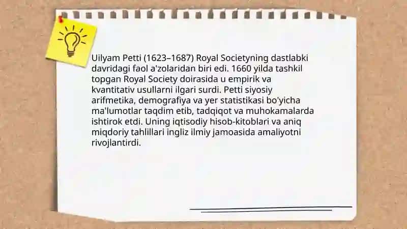 V.Petti angliya klassik iqtisodiy talimotining dastlabki vakili 4