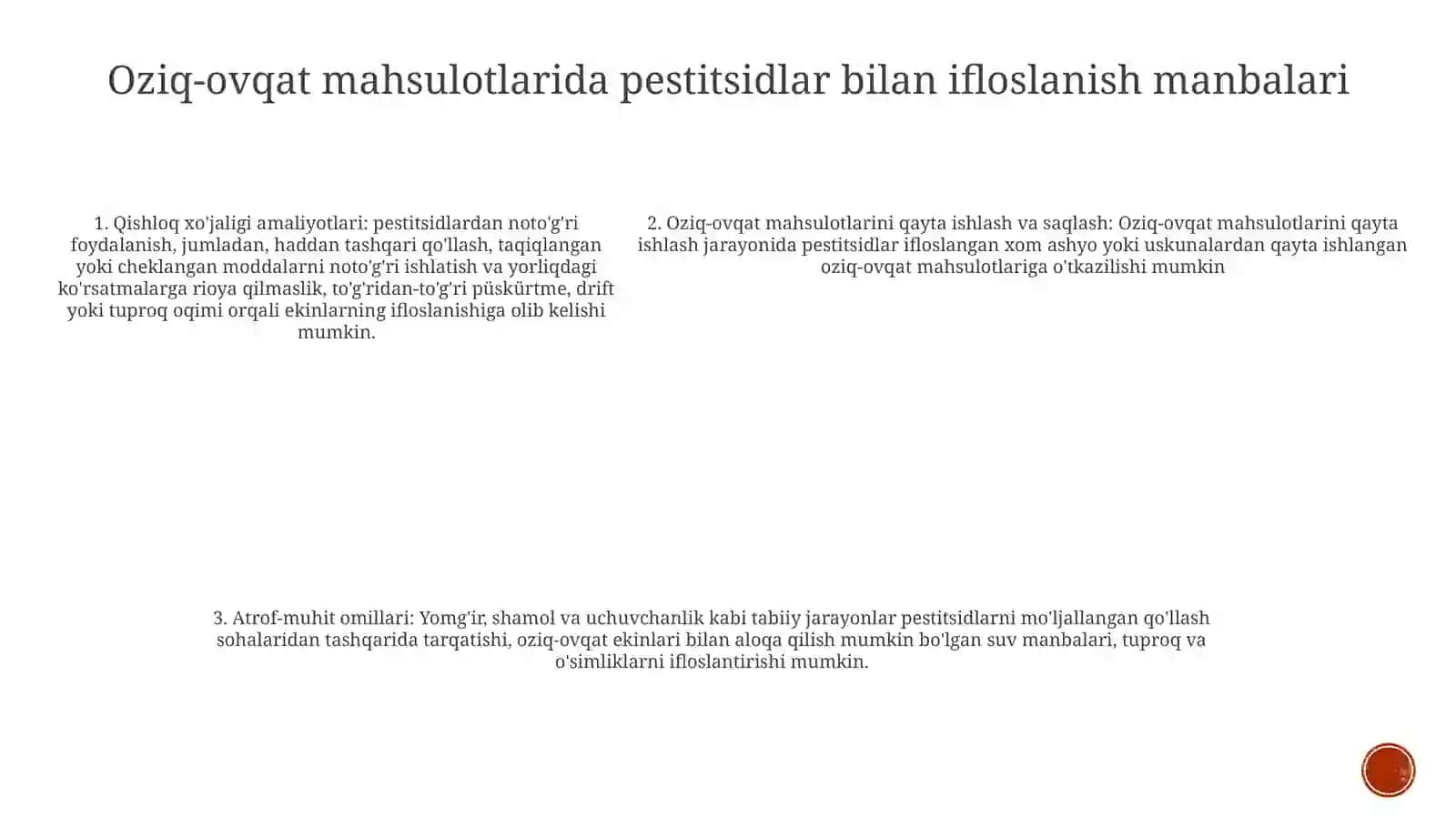 Oziq-Ovqat Mahsulotlarining Pestitsidlar Bilan Ifloslanishi 4