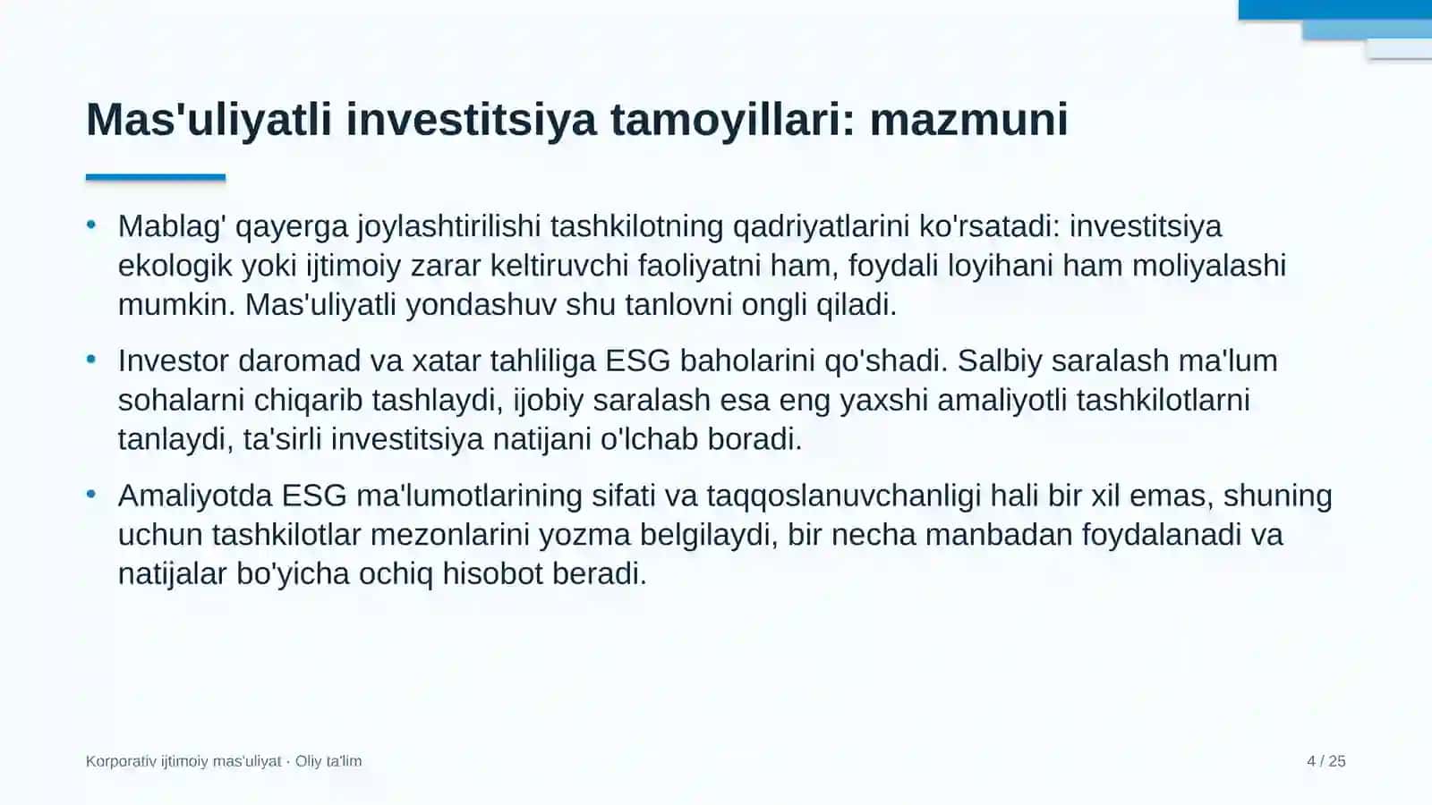 gazeta tahririyatlarida mas'uliyatli investitsiya tamoyillarini qo'llash 1025 4