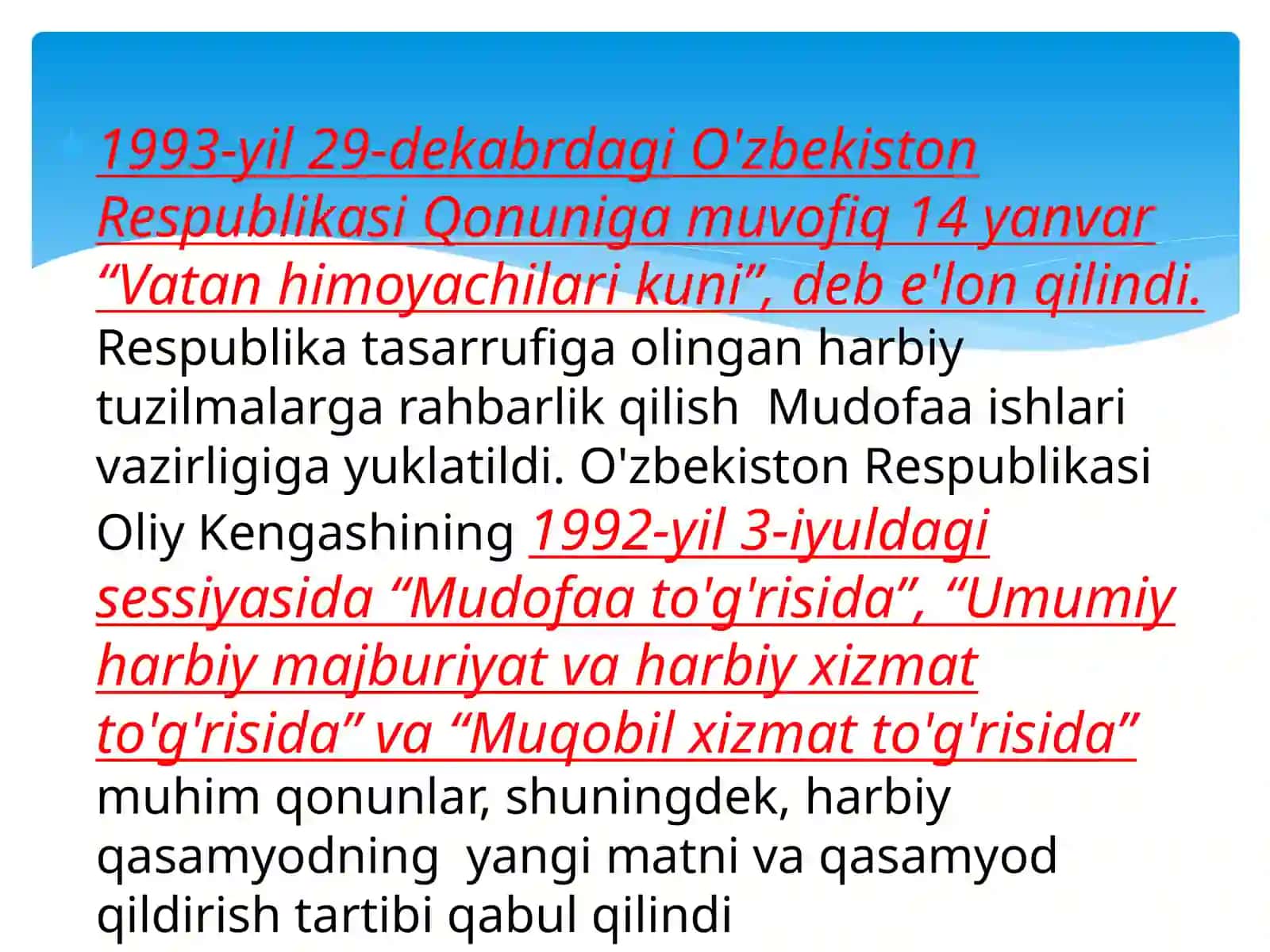 O'zbekistonRespublikasi Qurolli kuchlarini tashkil topishi 4
