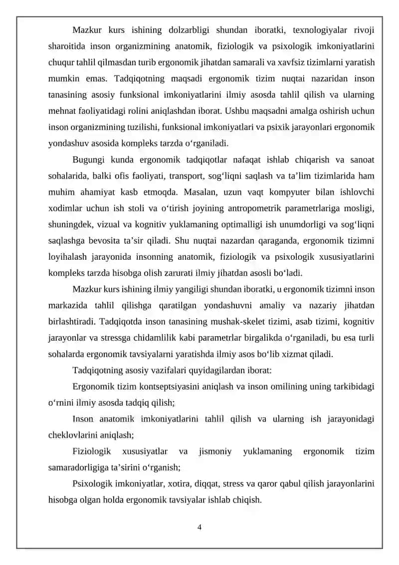 Ergonomika Asoslari Kurs Ishi 4