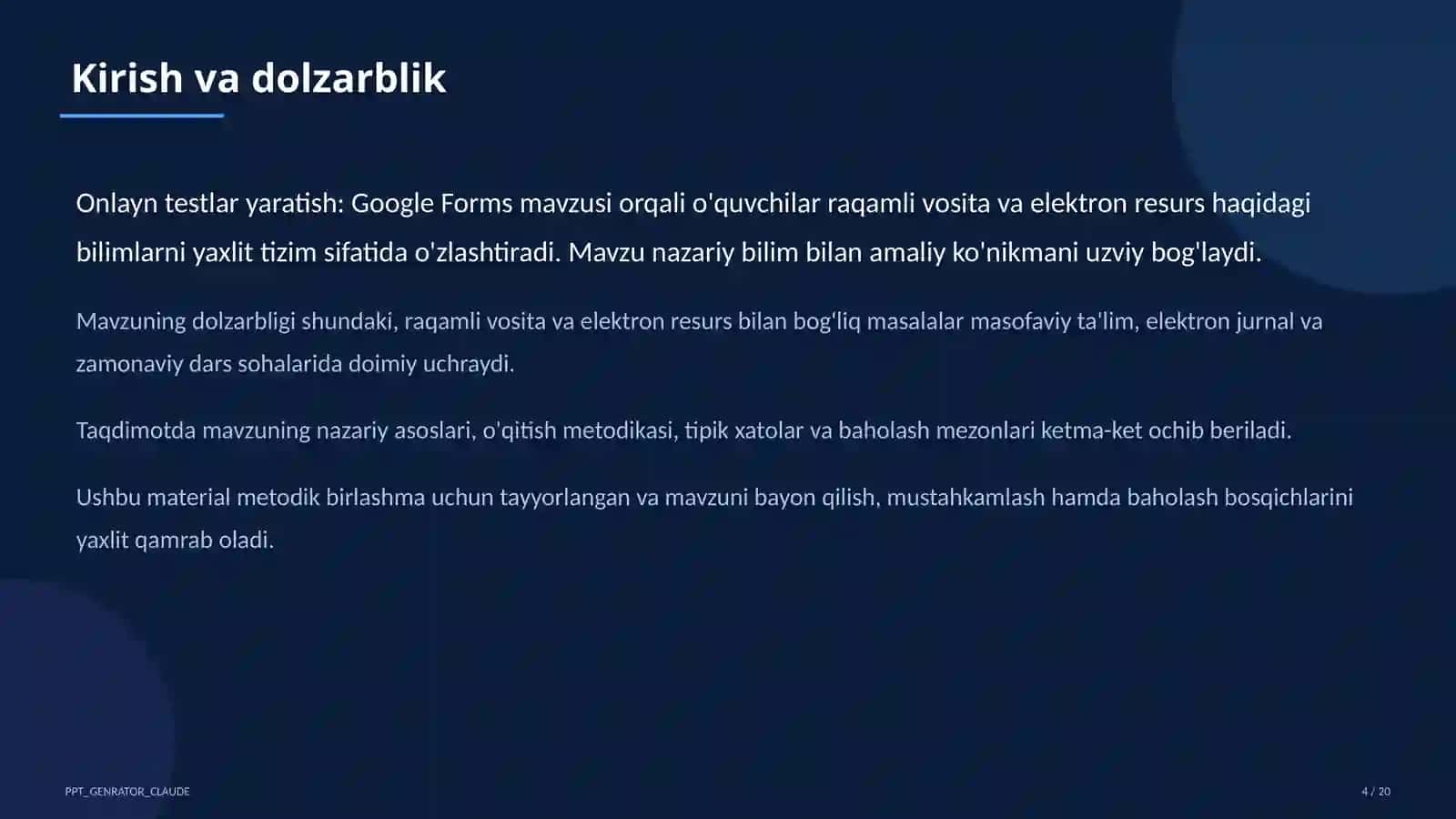 Dars rejasi 4