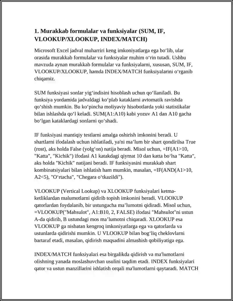 MICROSOFT EXCEL JADVAL MUHARRIRINING KENG IMKONIYATLARIDAN FOYDALANISH 4