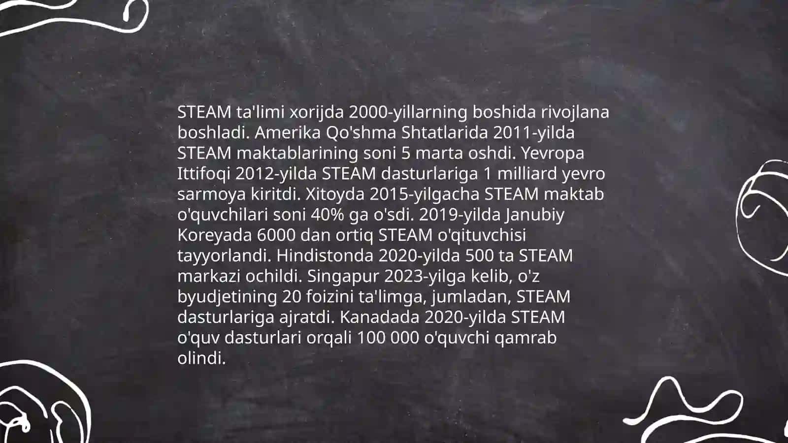 Xorijiy davlatlar taʼlim tarbiya jarayonida STEAM texnologiyasidan foydalanish va tahlil qilish 4