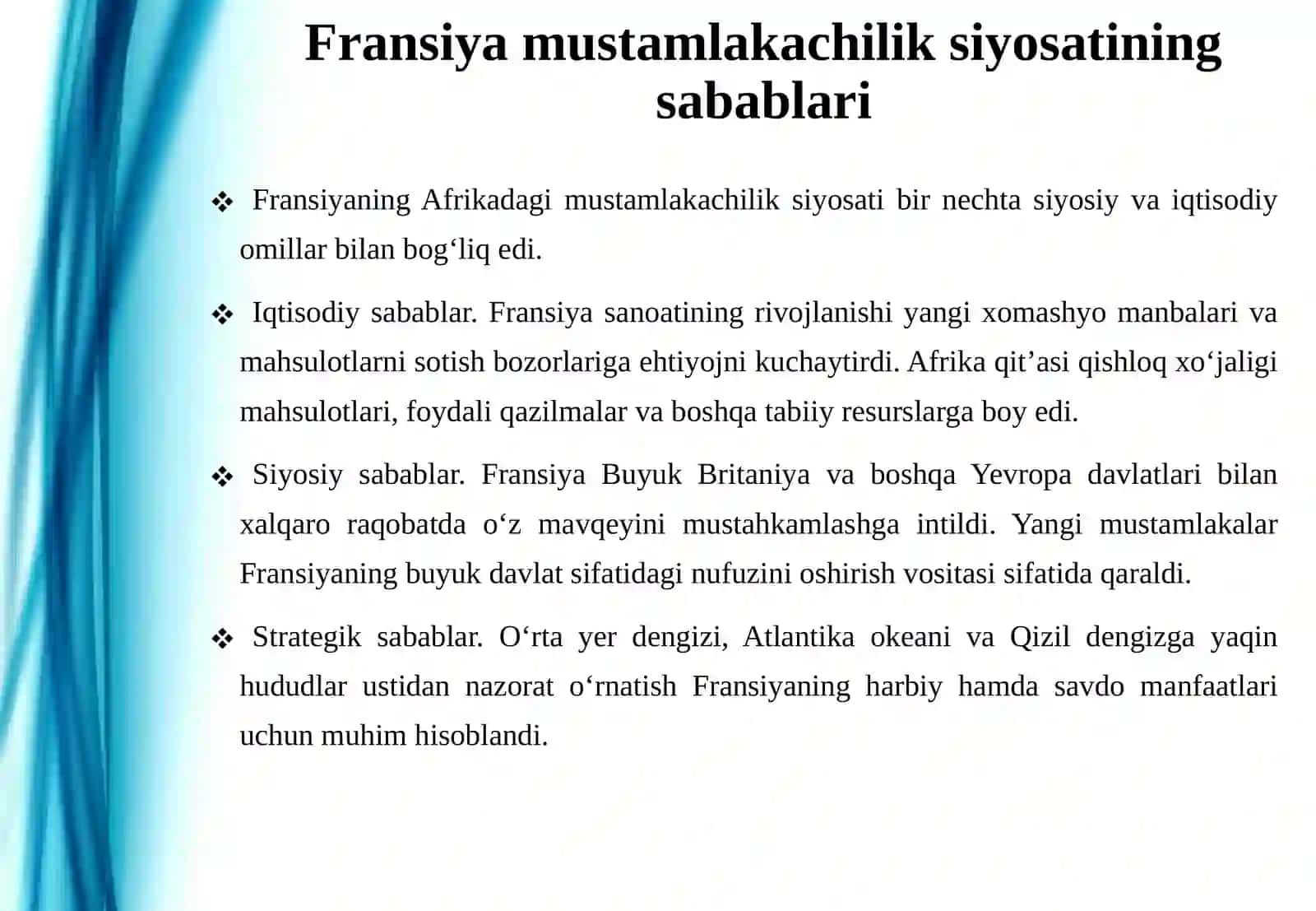 FRANSIYANING AFRIKADAGI MUSTAMLAKACHILIK SIYOSATI 4