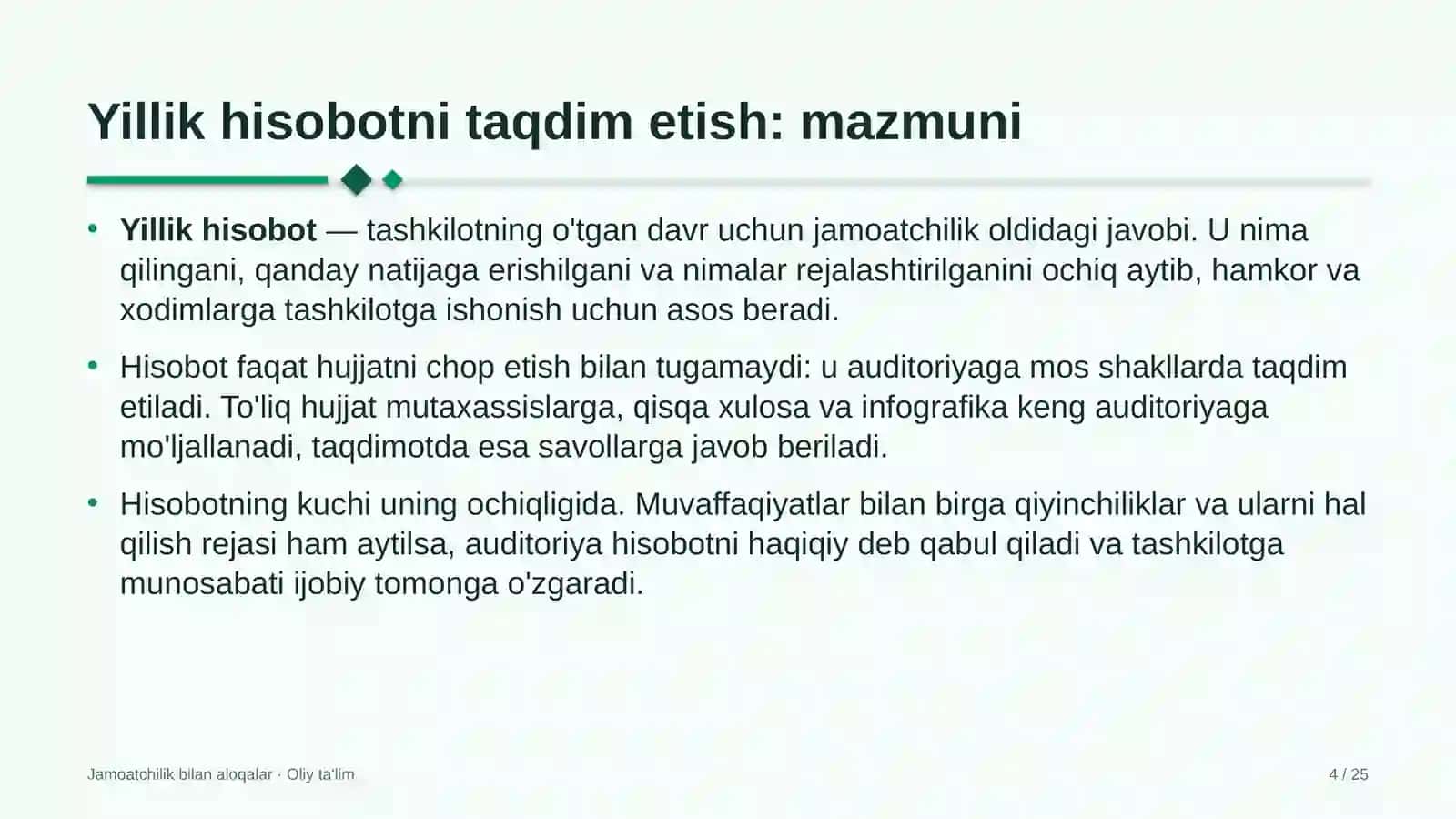Ekologiya sohasida yillik hisobotni jamoatchilikka taqdim etish 4