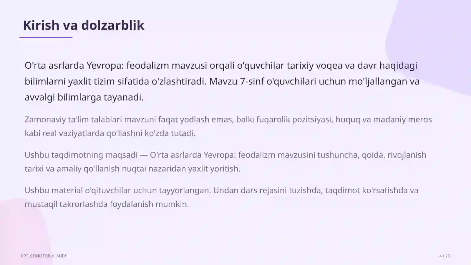 O'rta asrlarda Yevropa: feodalizm (7-sinf) 4