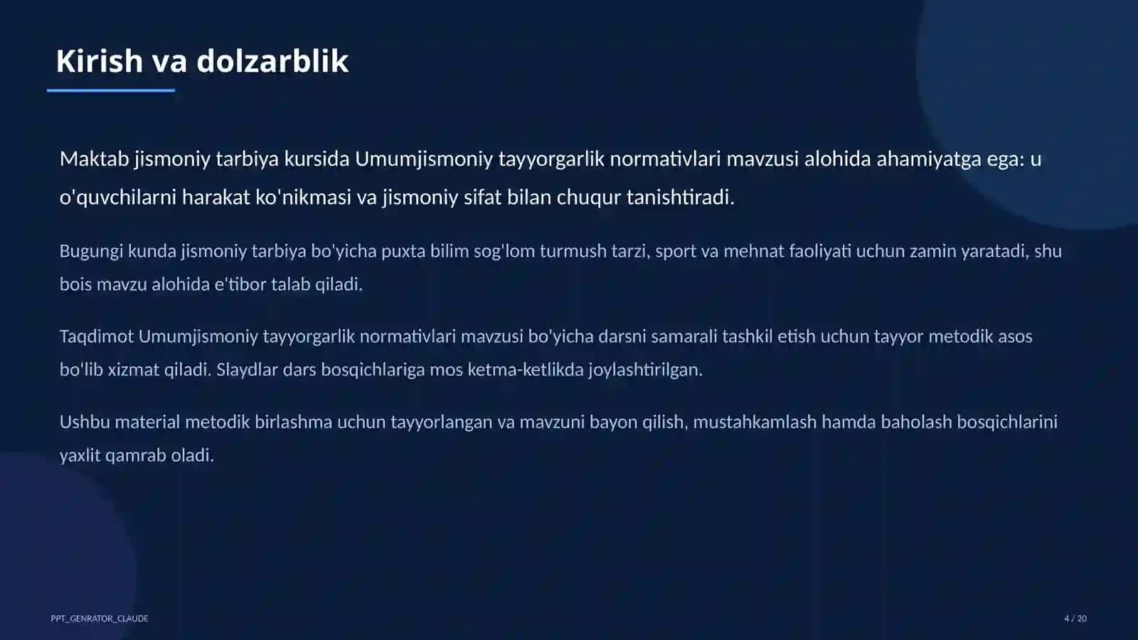 Umumjismoniy tayyorgarlik normativlari (10-sinf) 4