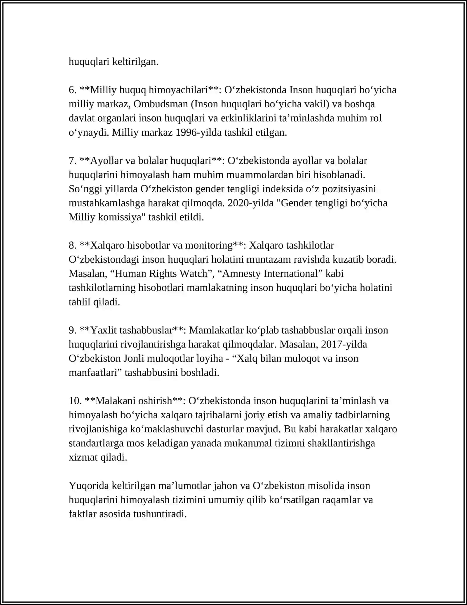 YANGI ÒZBEKISTONDA INSON HAQ-HUQUQLARI VA ERKINLIKLARI KAFOLATINING YOʻNALISHI 4