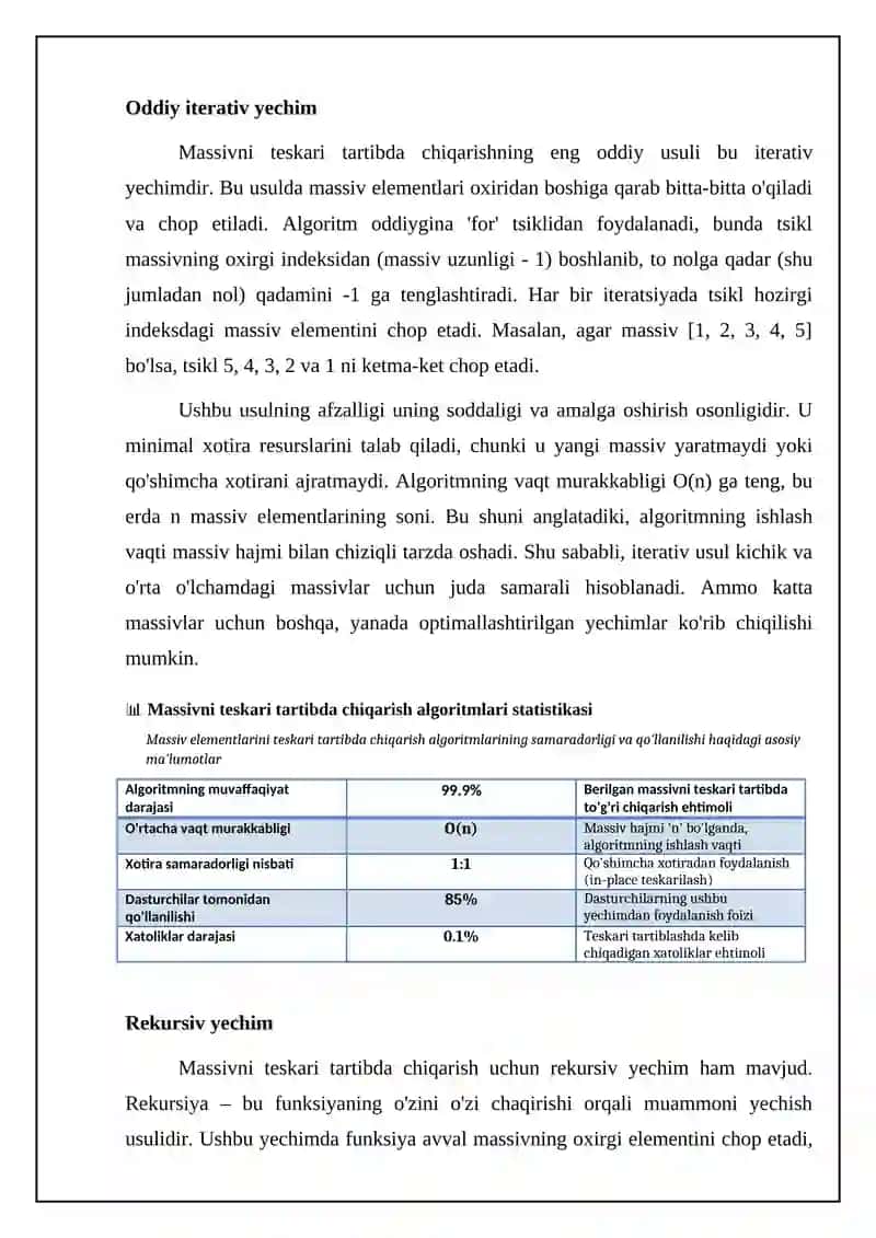 Massivni teskari tartibda chiqarish 4