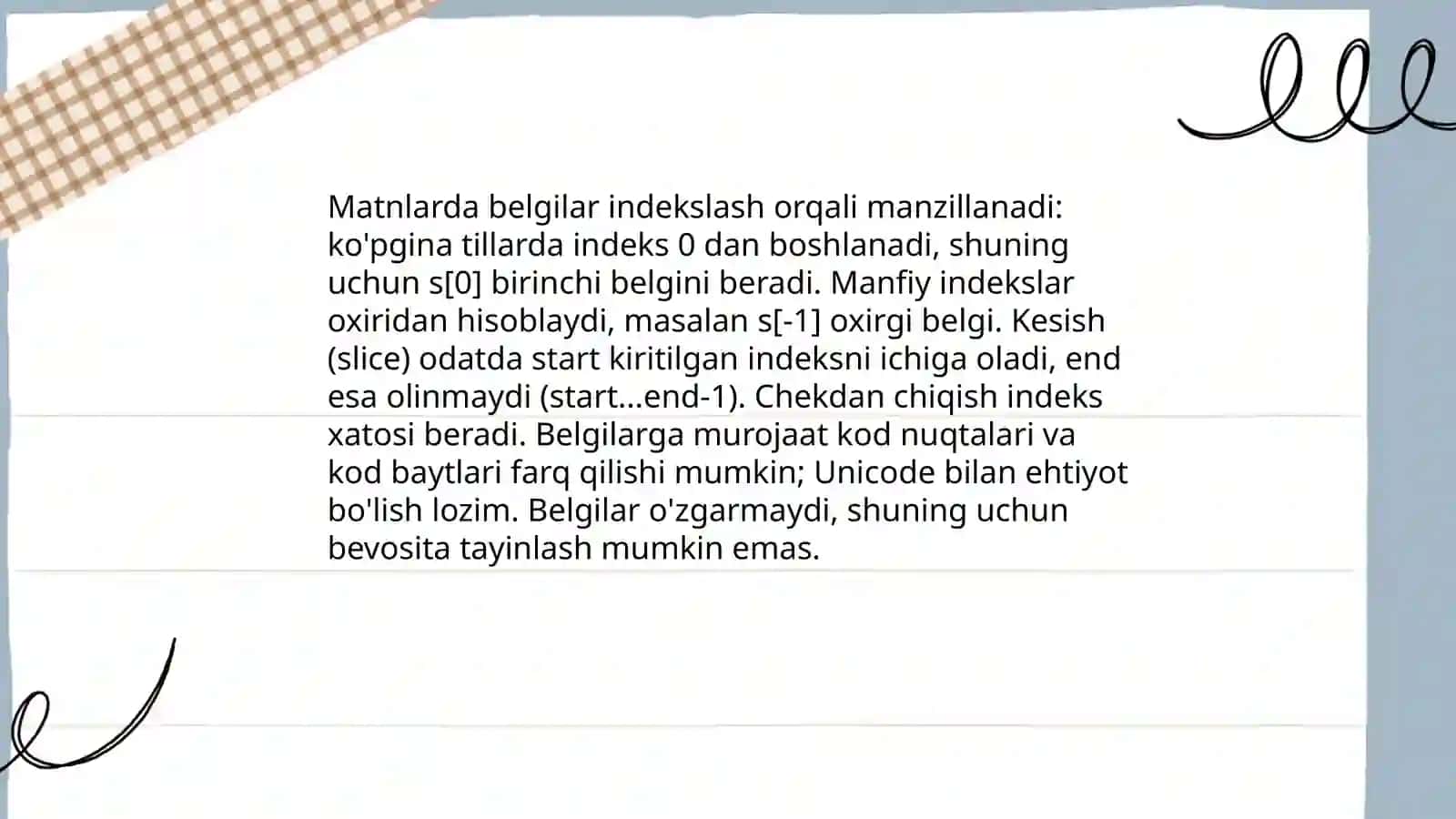 Matnlar(Strings) bilan ishlash 4