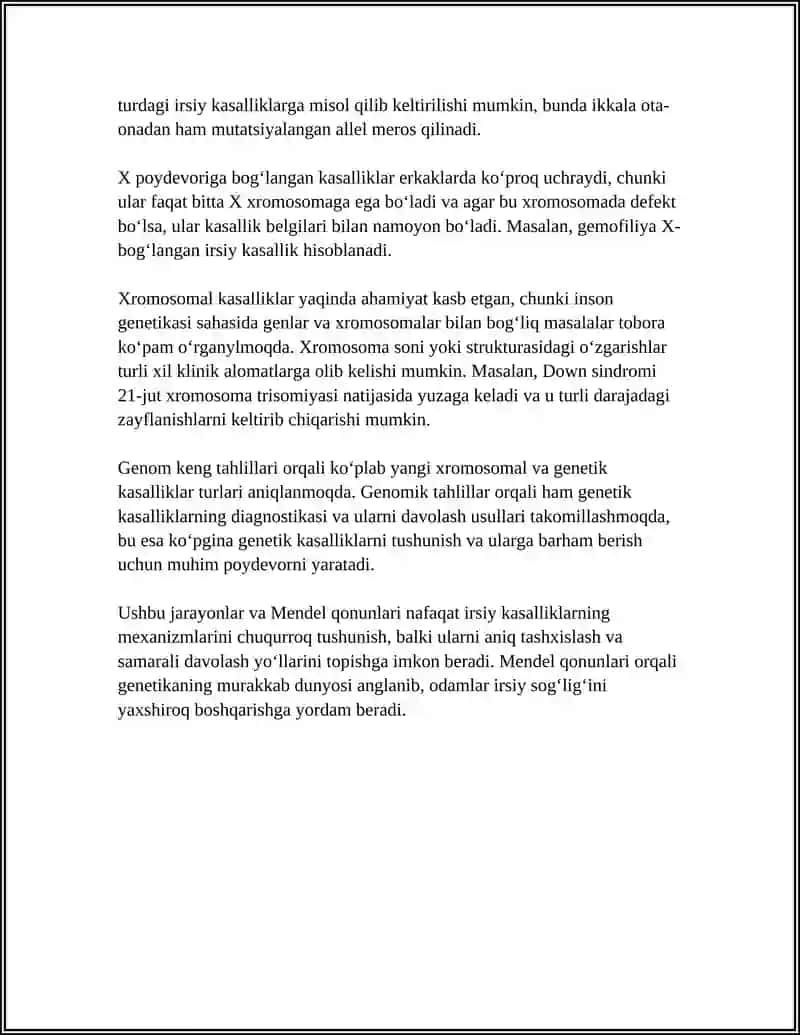 IRSIY KASALLIKLAR. XROMOSOMA VA GEN KASALLIKLARI 4