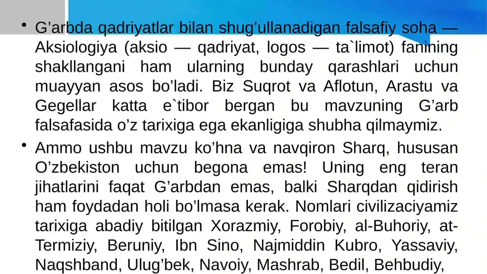 Qadriyatlar falsafi mavzusida taqdimoti 4