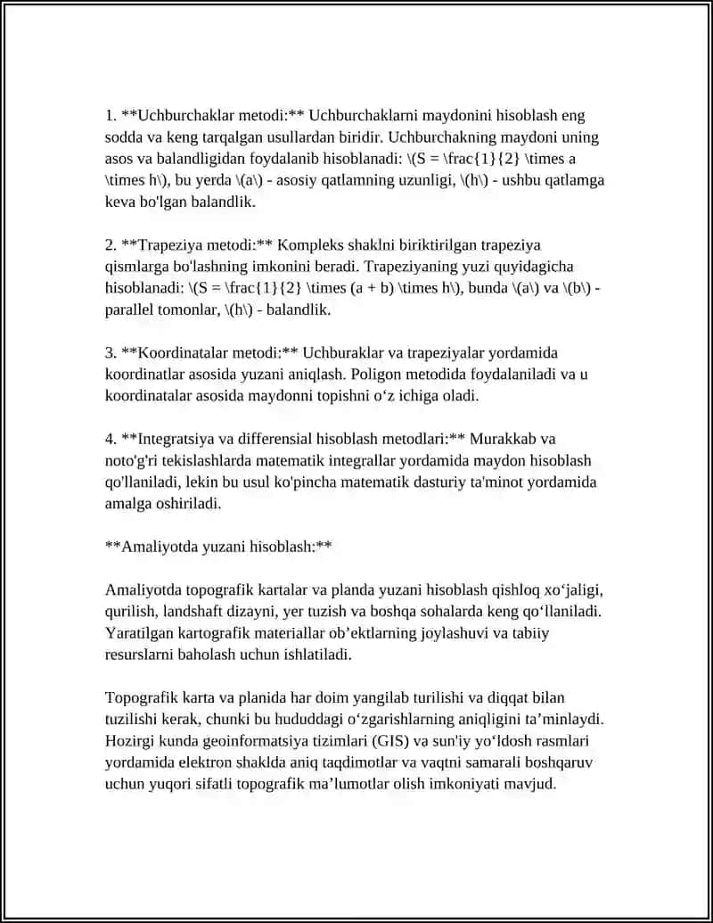 TOPOGRAFIK KARTA VA PLANDA YUZANI HISOBLASH USULLARI 4
