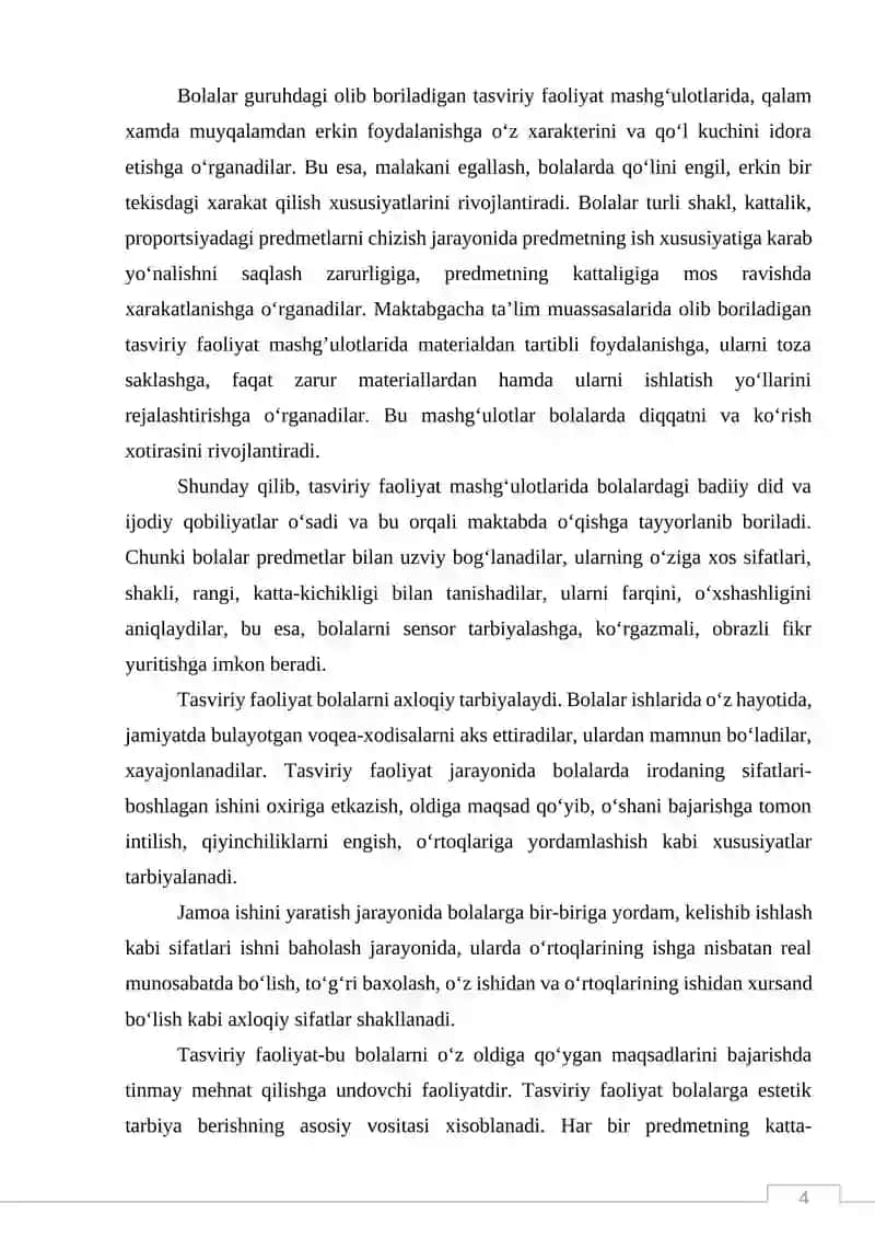 Tasviriy Faoliyat Mashg'ulotlari Rivojlanishi 4