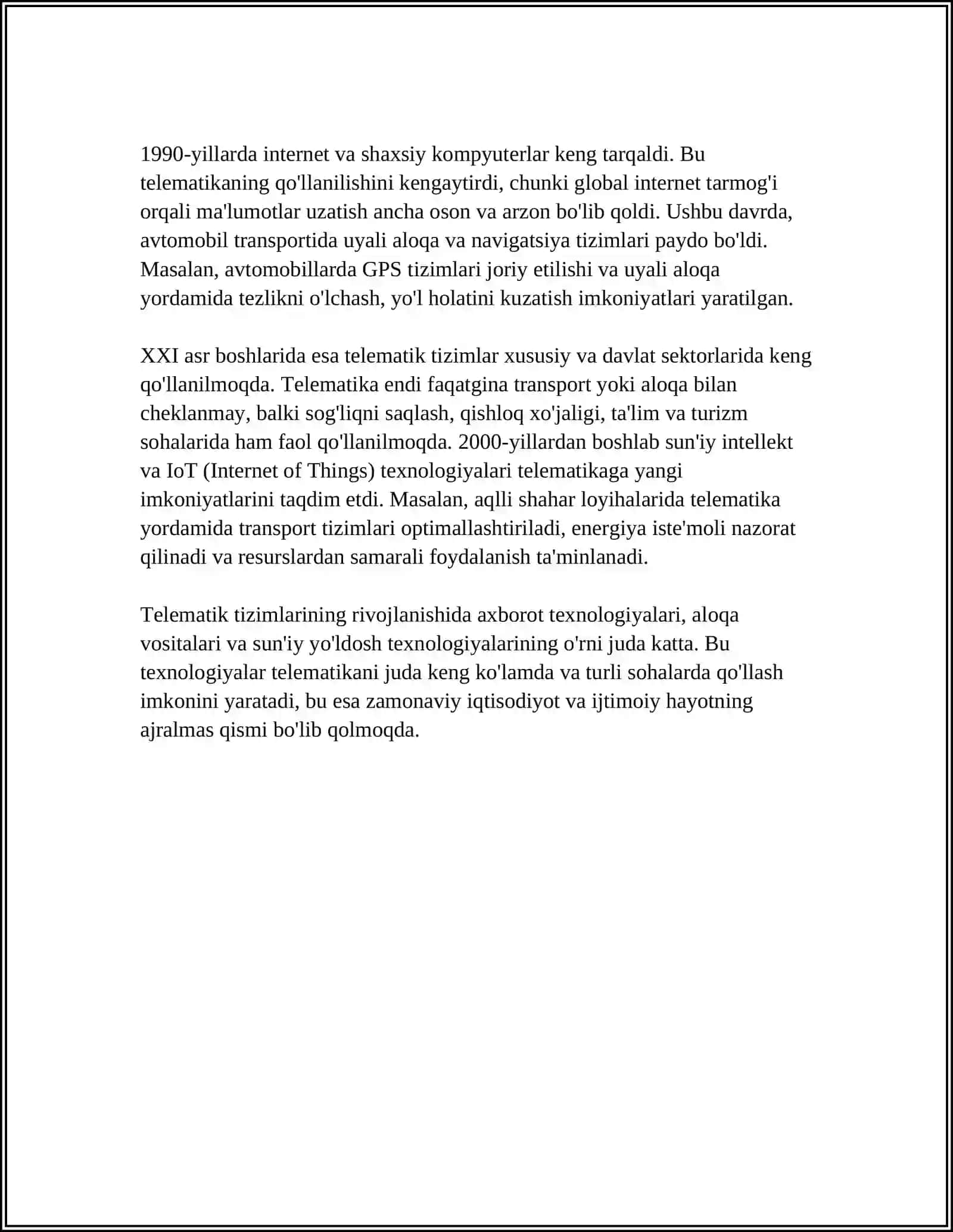 TELEMATIK TIZIMLARNING RIVOJLANISHI 4