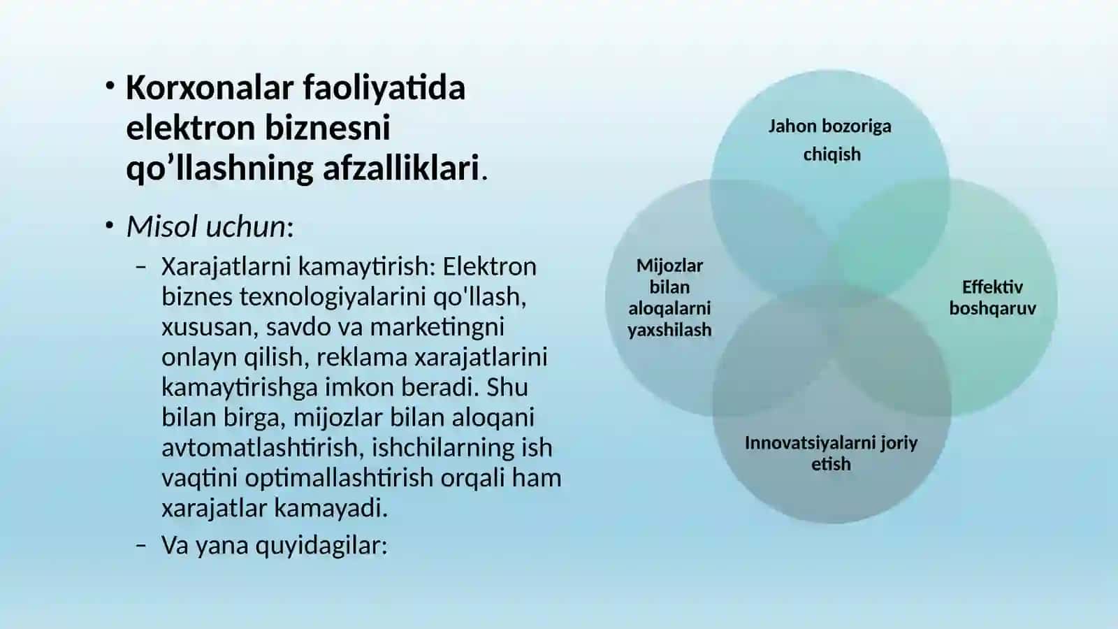 Korxonalar faoliyatida elektron biznesdan foydalanish 4