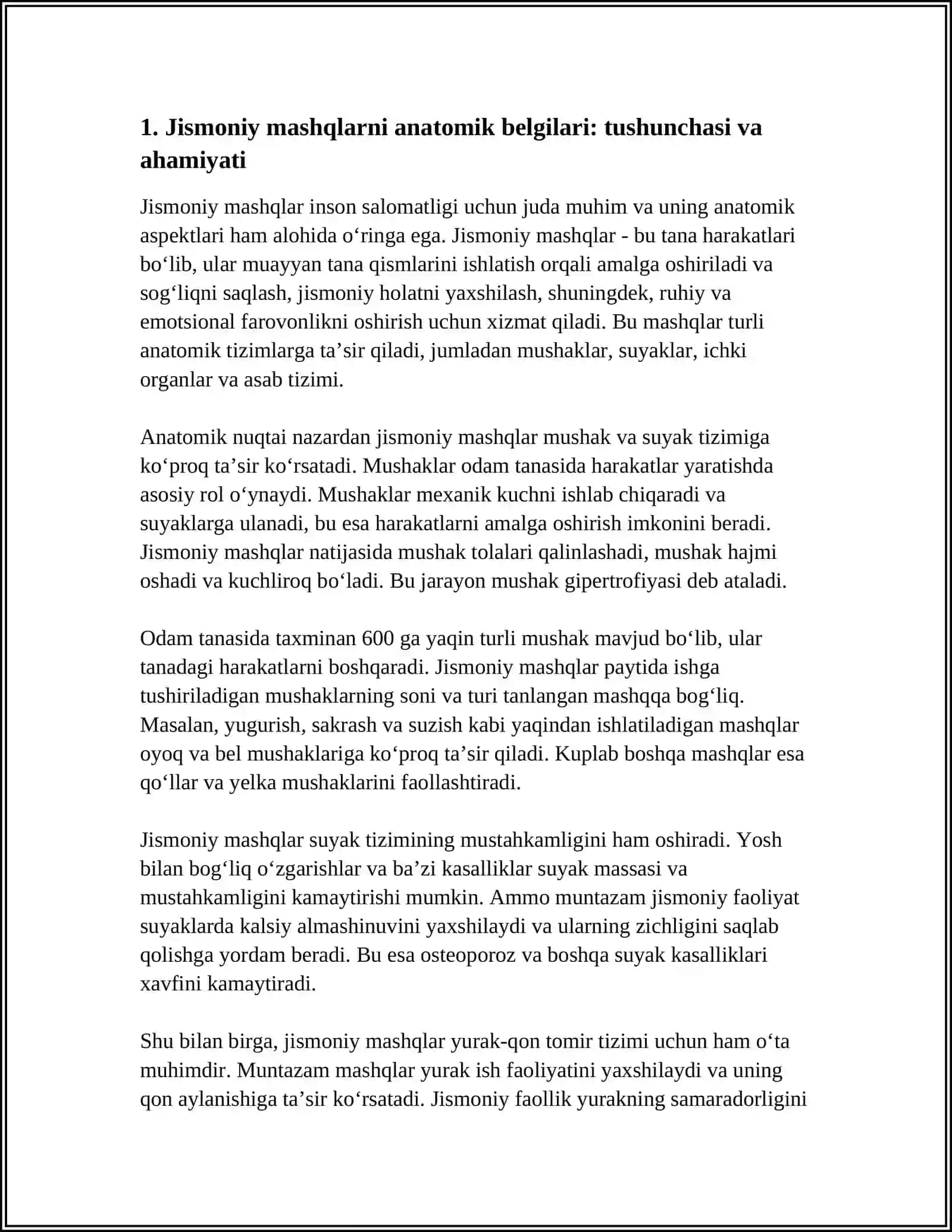 JISMONIY MASHQLARNI ANATOMIK BELGILARI, HARAKATNING SHAKLI VA QUVVATIGA QARAB TURKUMLANISHI 4