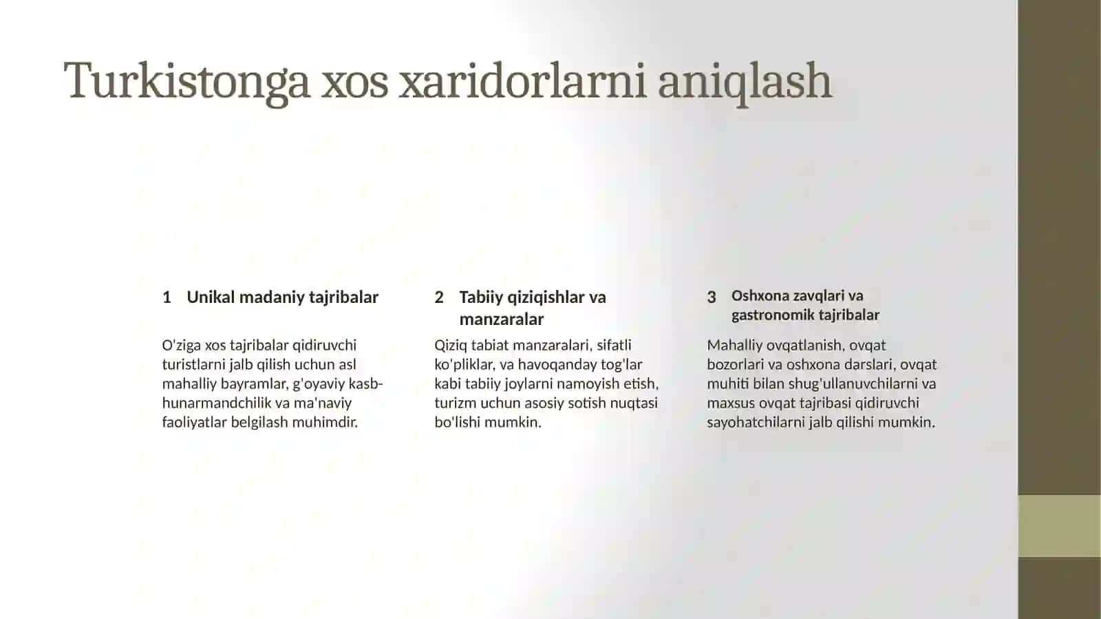 Turizm mahsulotlarini rivojlantirishga kirish 4