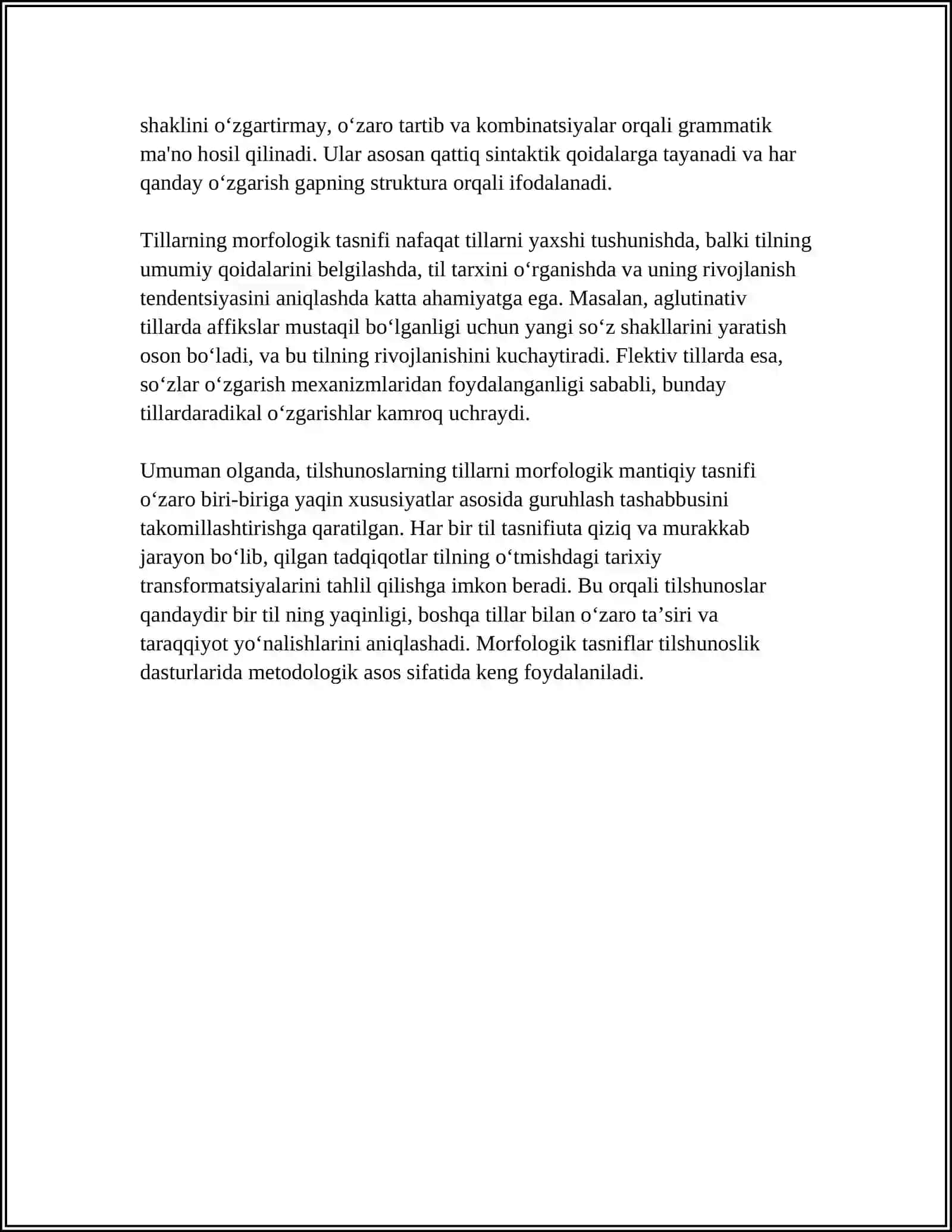 TILLARNING MORFOLOGIK TASNIFI HAQIDA REFERAT TAYYORLASH 4