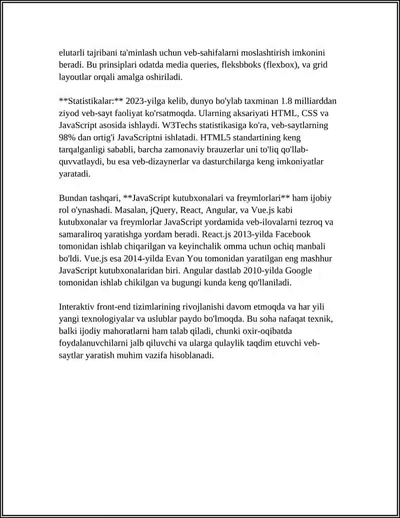 Interaktiv frontend tizimlari (HTML, CSS, JavaScript) 4