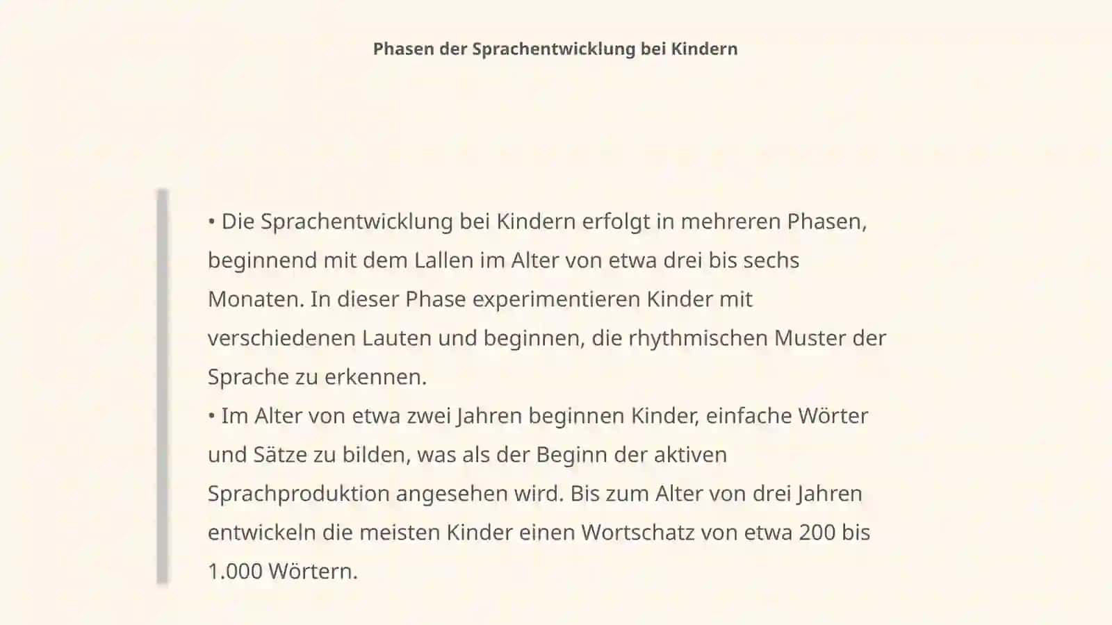 Entwicklung der Sprechfähigkeiten 4