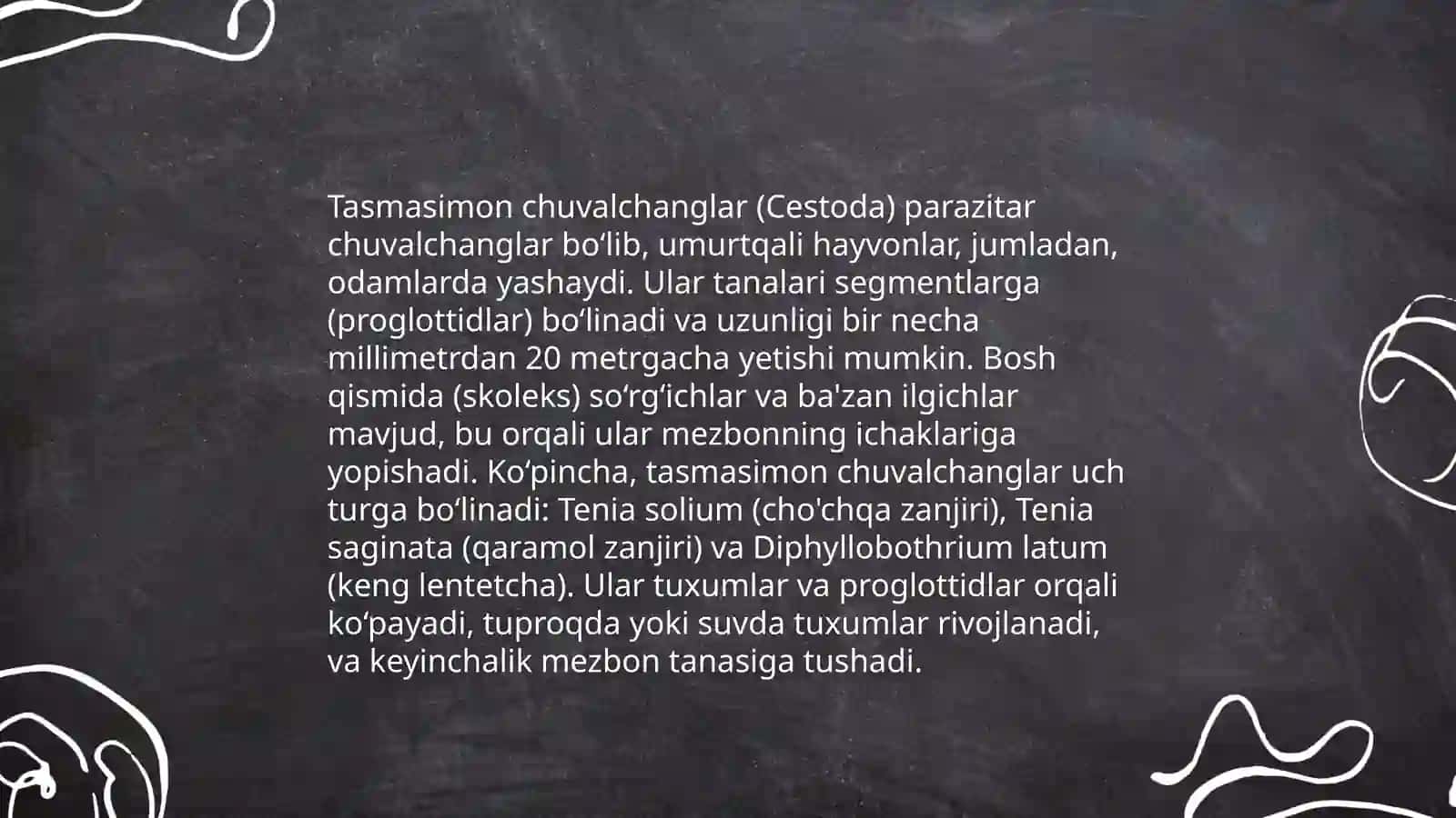 Tasmasimon chuvalchanglar (Cystoda) sinfi 4