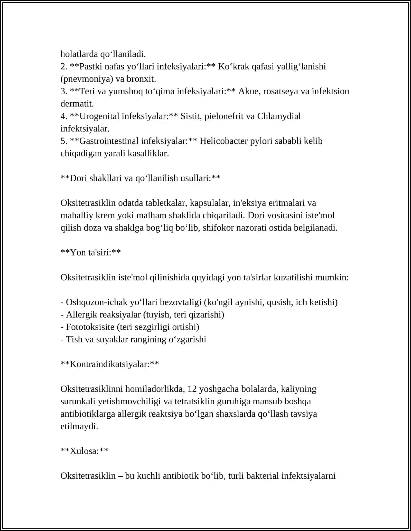 OKSITETRASIKLIN VA UNING FIZIK VA KIMYOVIY XOSSALARI 4
