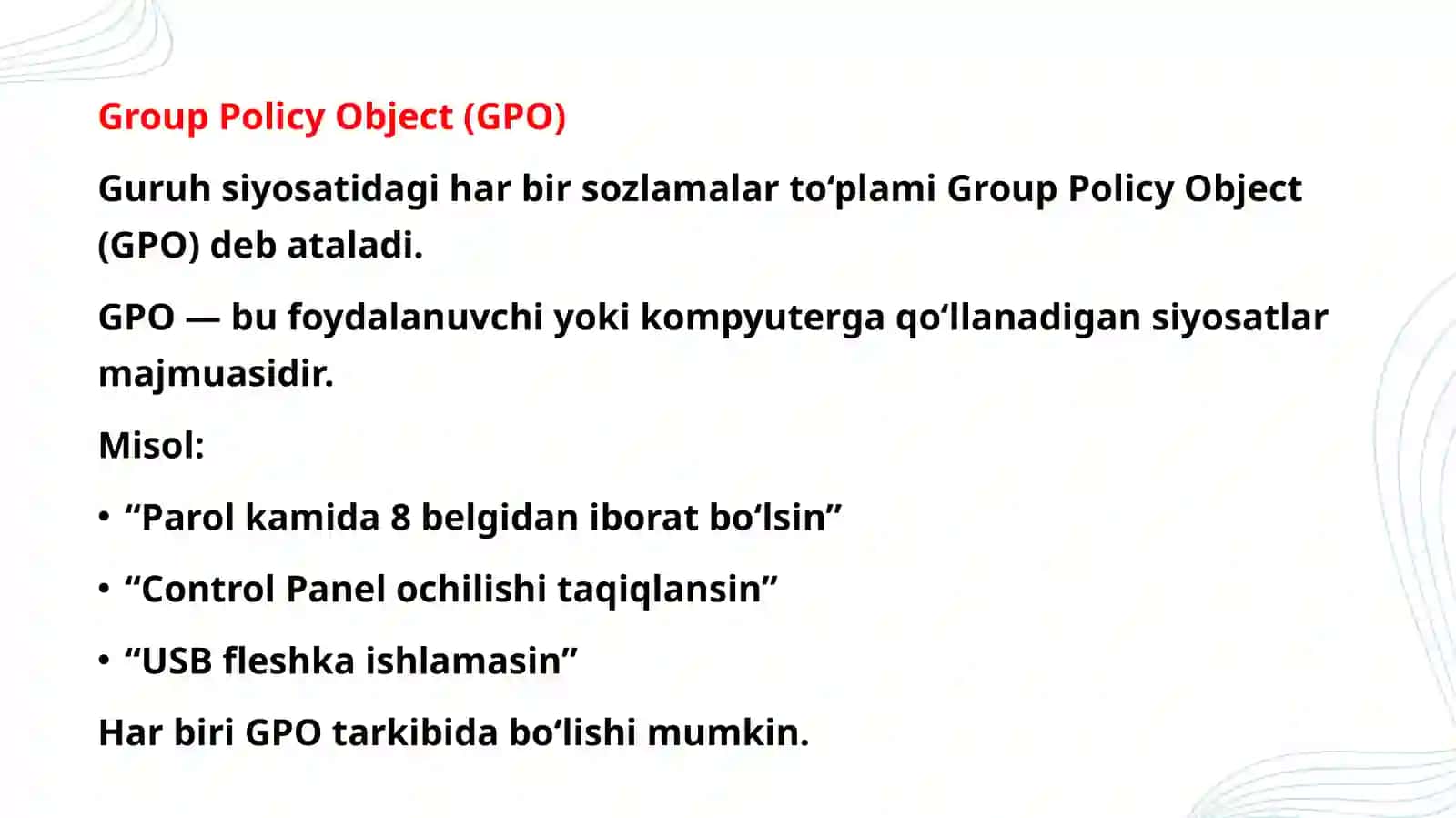 Guruh siyosati(Group policy) 4