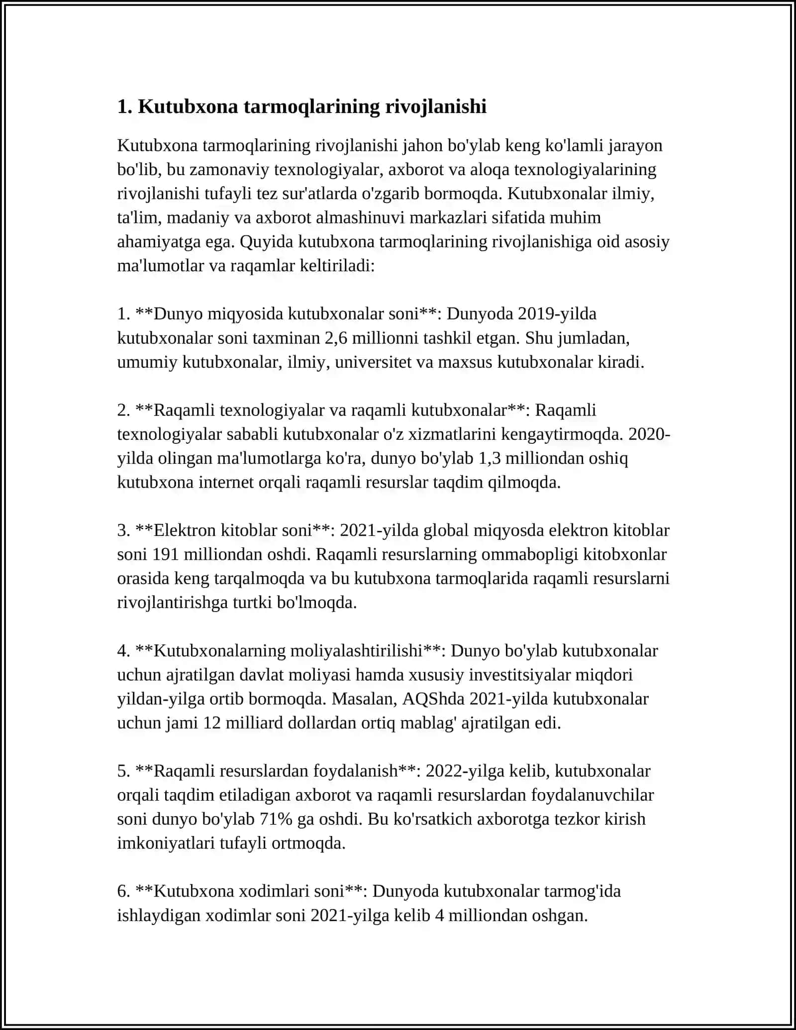 REFERAT KUTUBXONA TARMOQLARI VA TIZIMLARI 4