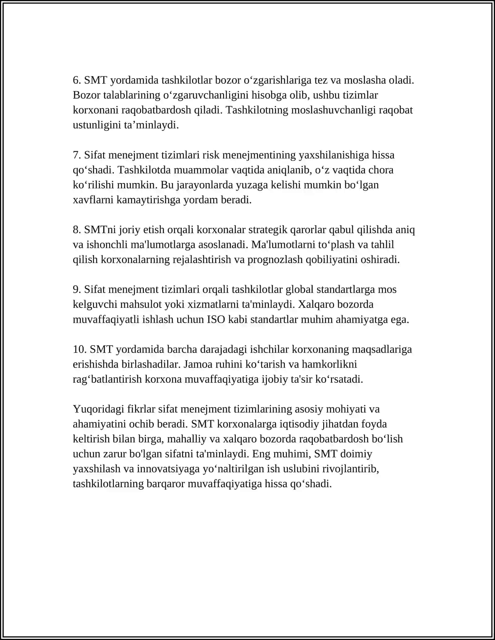 MEHMONDOSTLIKDA SIFAT MENEJMENT TIZIMLARI 4
