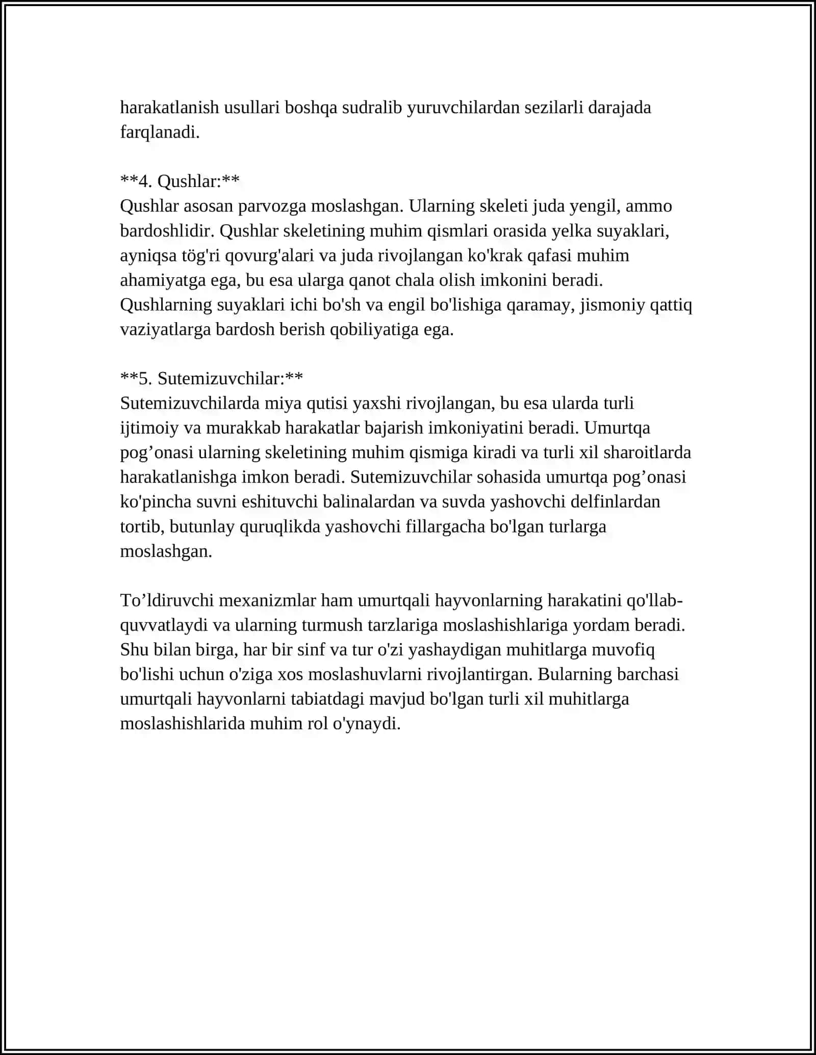 Umurtqali hayvonlarning skelet tuzilishi 4