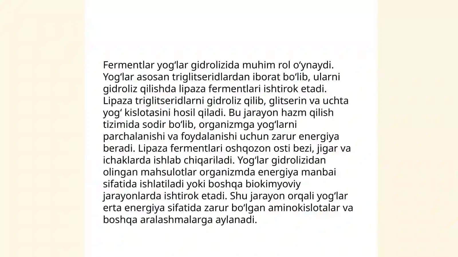 Yogʻlar gidrolizida ishtirok etuvchi fermentlar 4