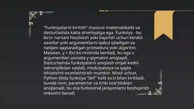 Formulalar va funksiyalar 4