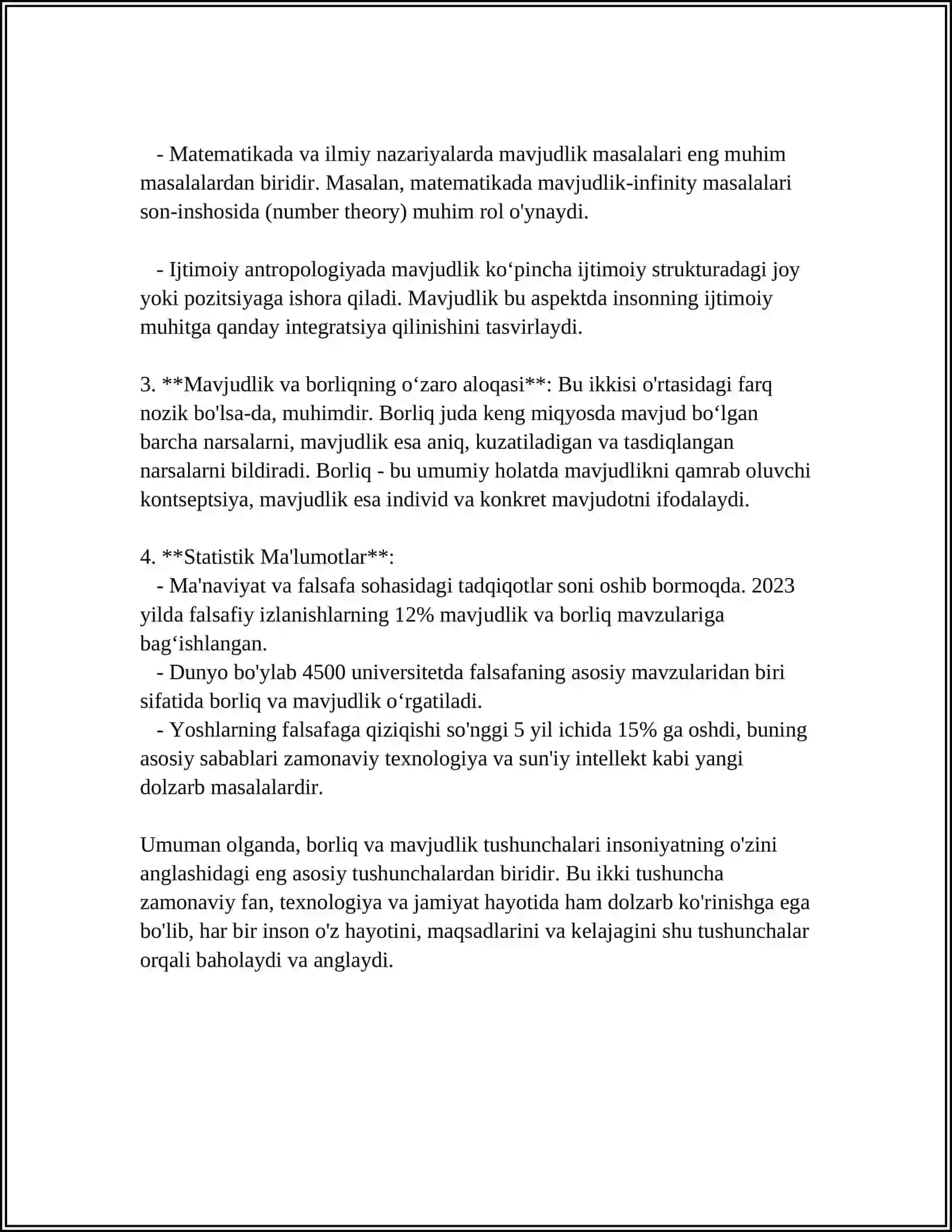 BORLIQ FALSAFASI.ONTOLOGIYA 4
