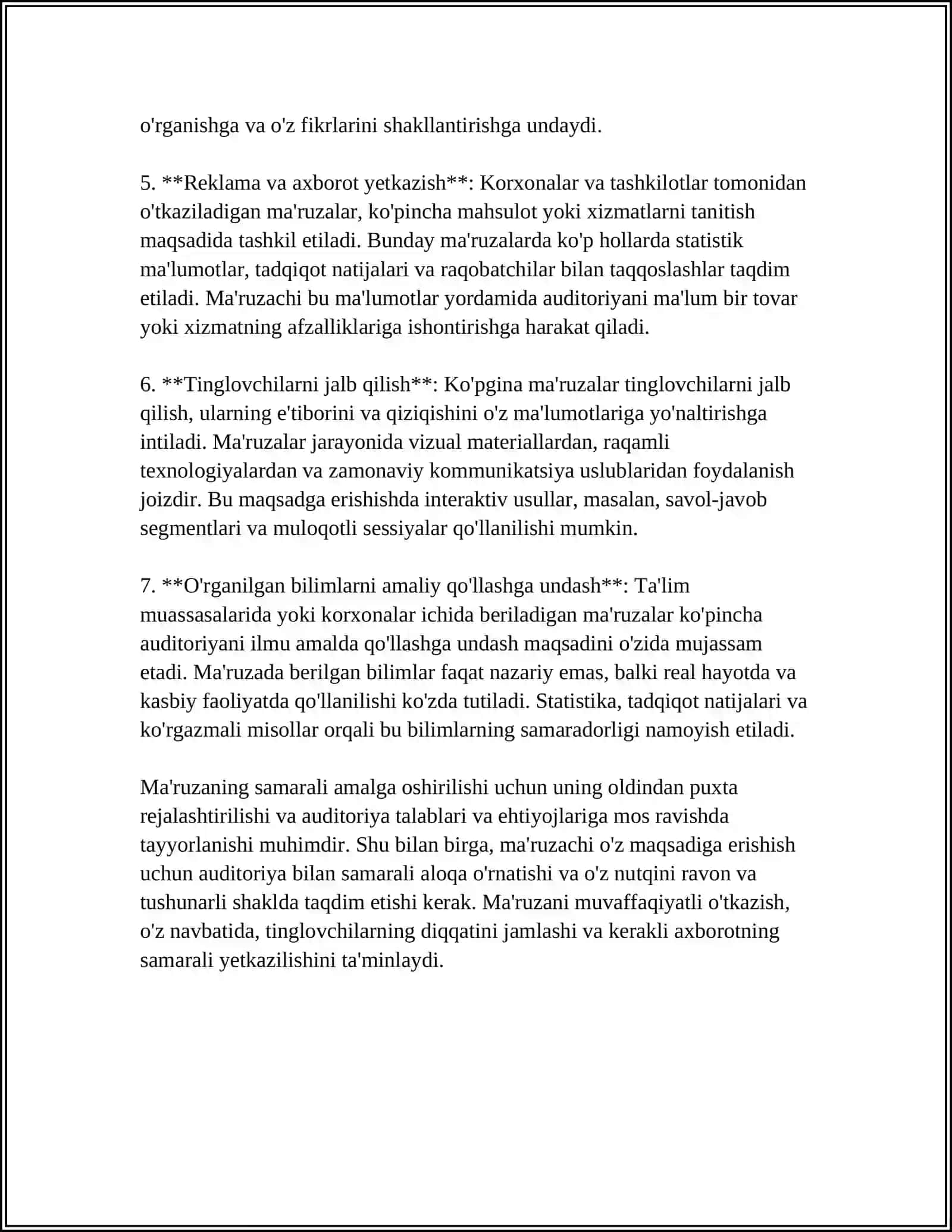 REFERAT:MA’RUZA. MAQSADI,TUZILISHI,VAZIFASI 4
