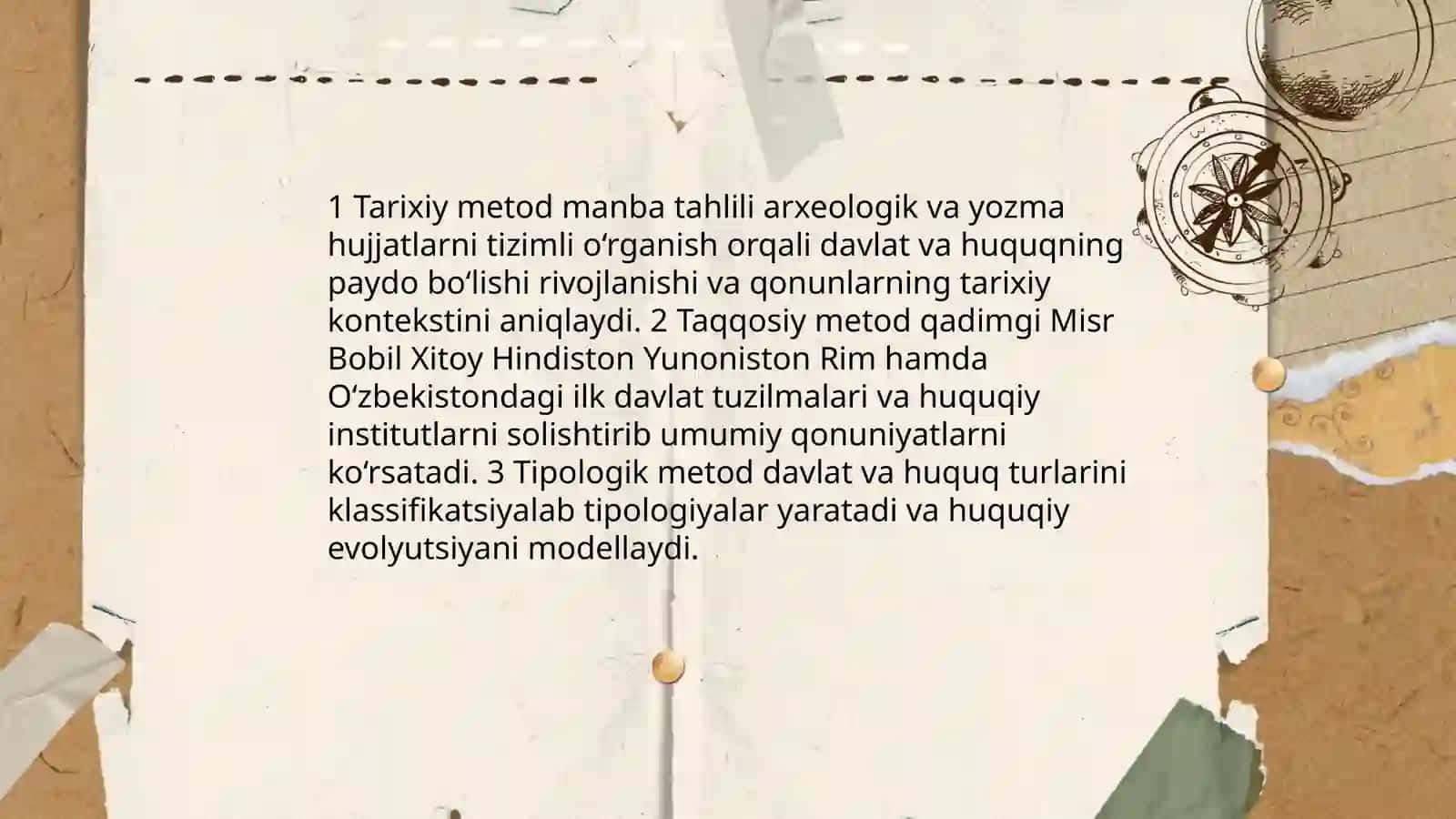 Davlat va Huquq Tarixi Fanining Predmeti, Metodlari, Vazifalari 4