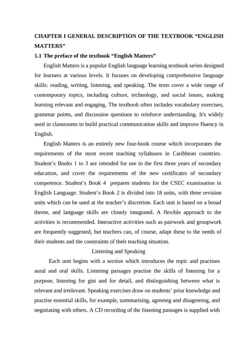 Developing reading skills based on the textbook “English Matters” 4