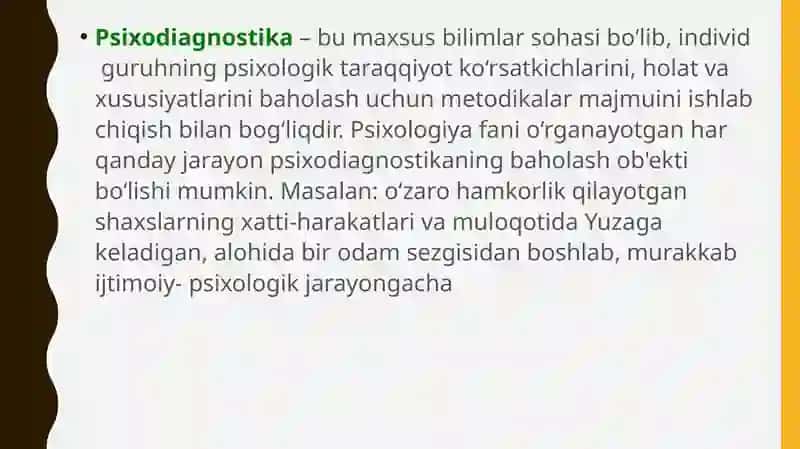 Psixologik diagnostika va ularning imkoniyatlari 4