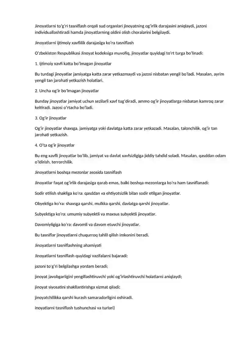 Jinoyat va jinoyatlarni tasniflash 4