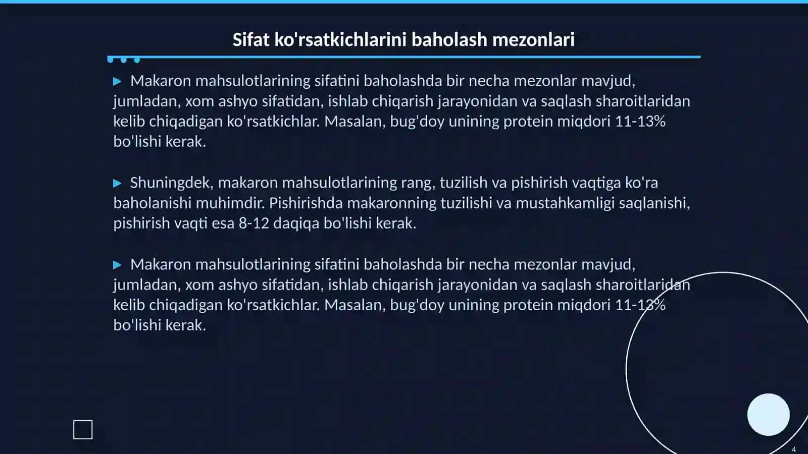 Makaron Mahsulotlarining Sifat Ko'rsatkichlari 4