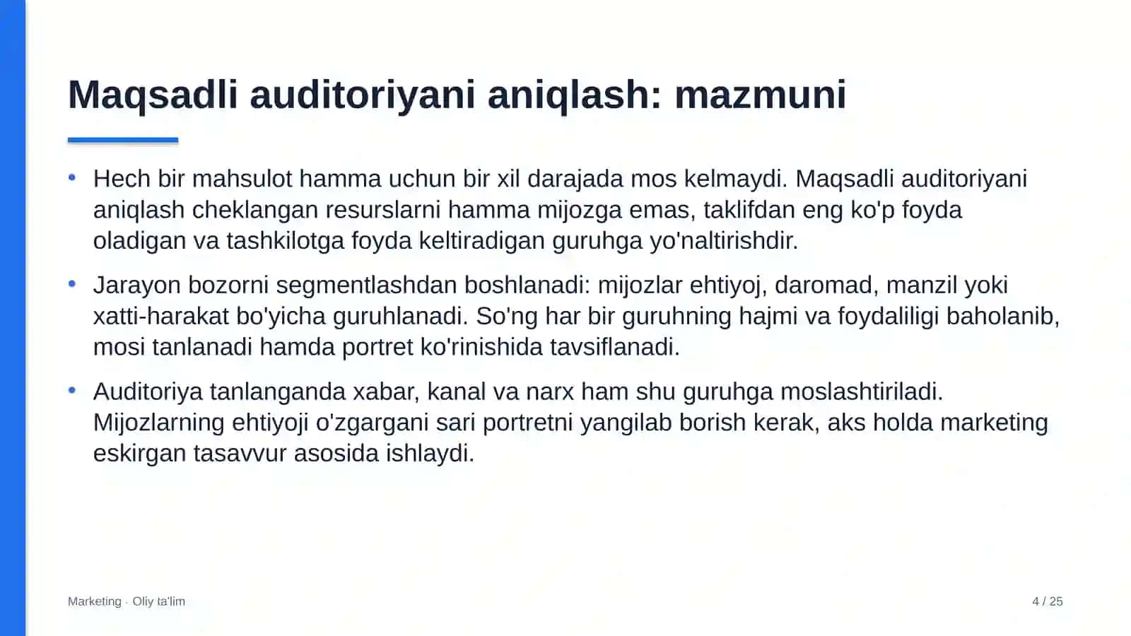 xizmat ko'rsatish sohasida maqsadli auditoriyani aniqlash 6945 4