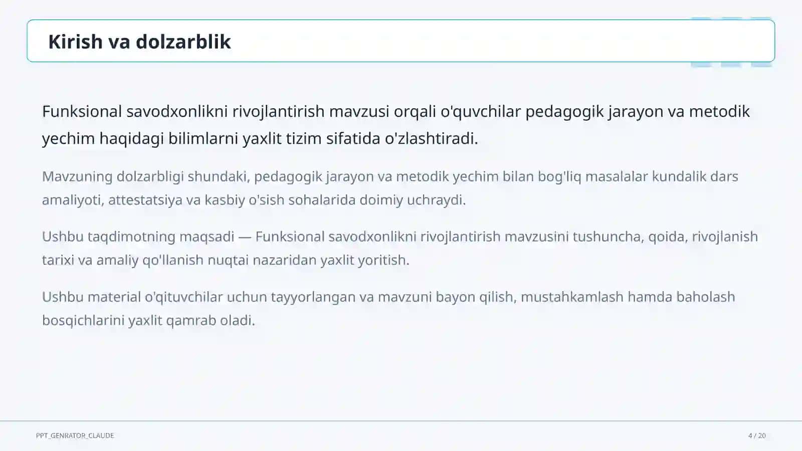 Funksional savodxonlikni rivojlantirish 4