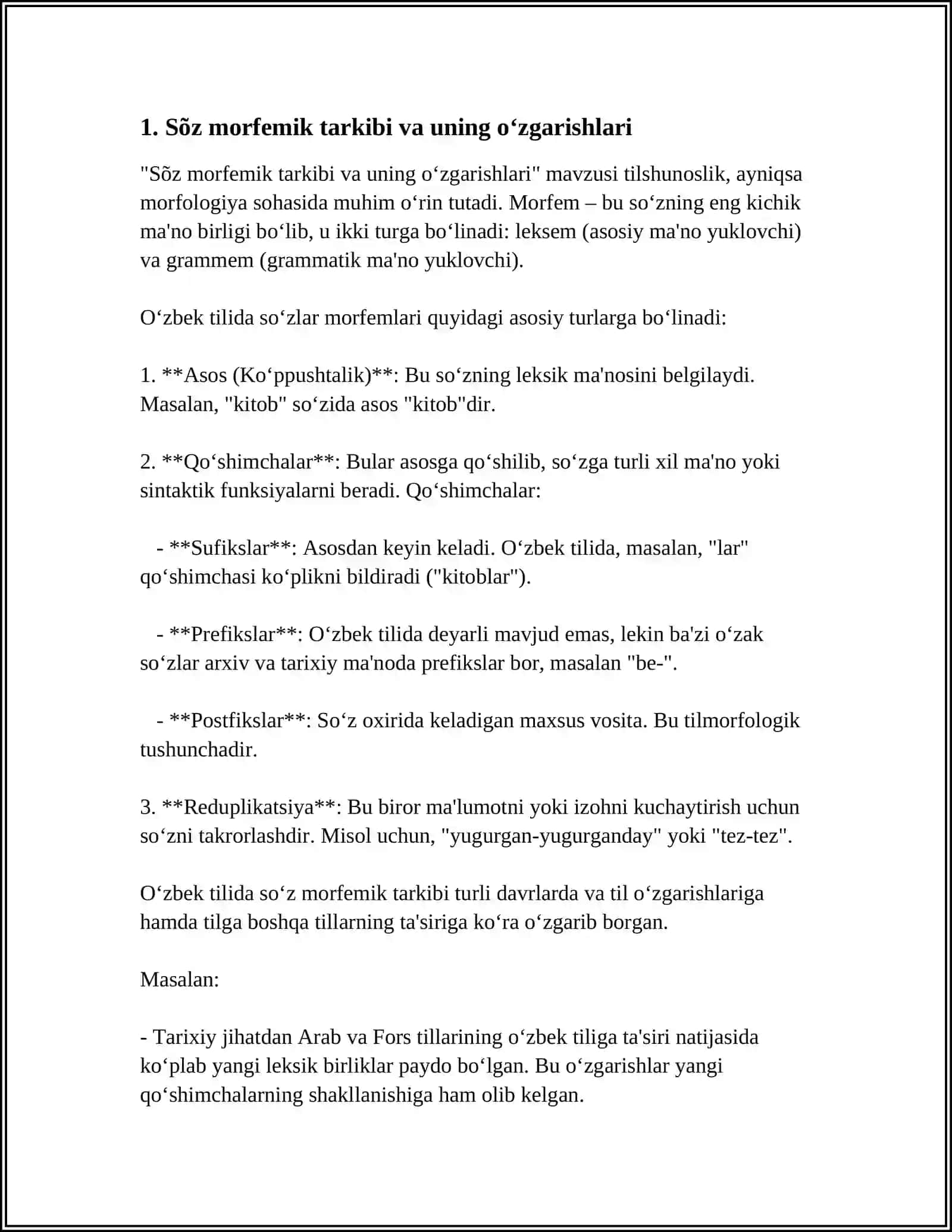 SÕZNING MORFEMIK TARKIBIDAGI ÕZGARISHLAR 4
