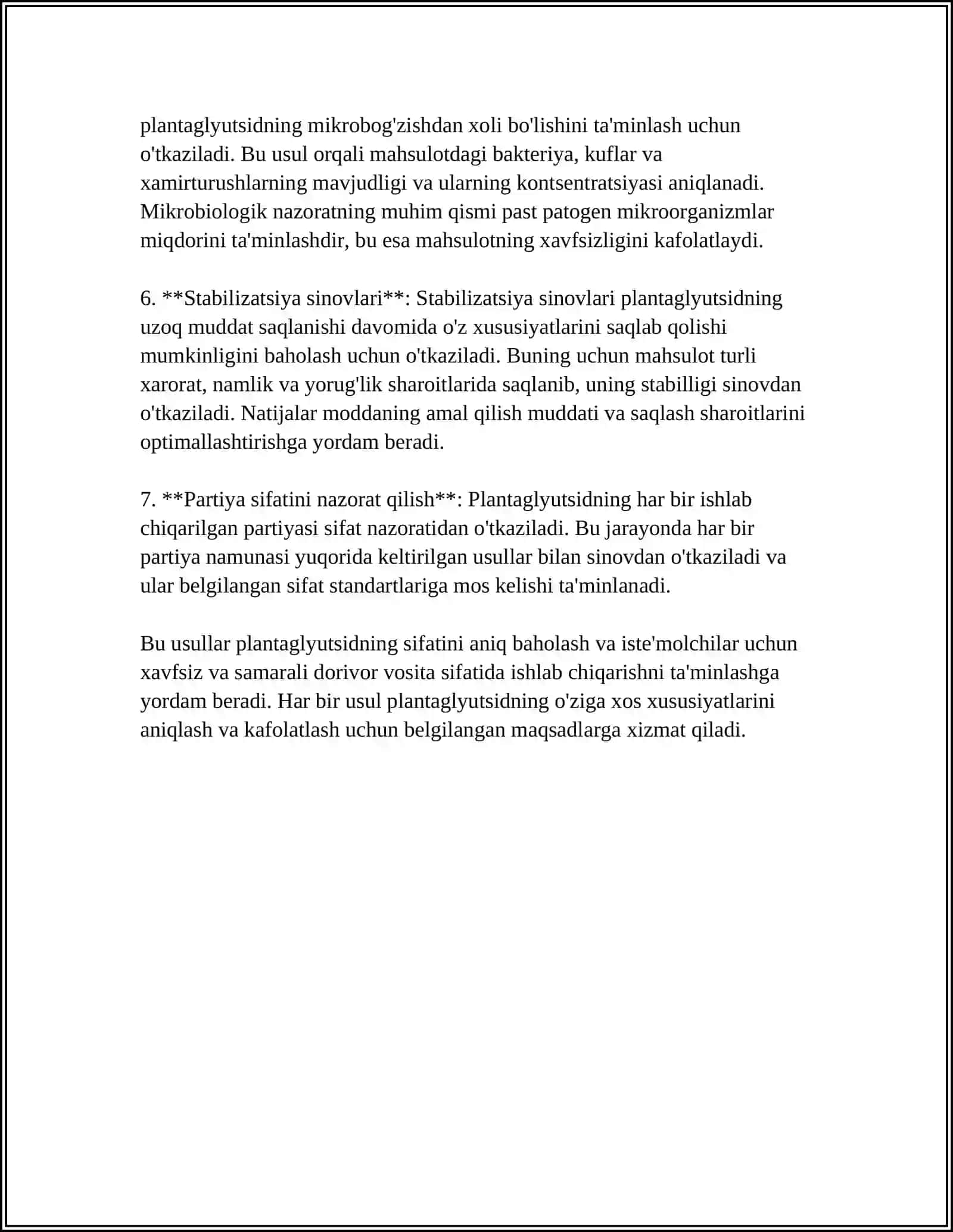 PLANTAGLYUTSID, RUTIN, FITIN VA ADONIZID NOVOGALEN PREPARATLARINI SIFATINI BAHOLASH 4