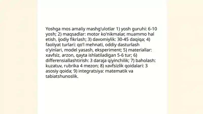 Boshlang'ich sinflarda texnologiya darslari uchun ishlanmalar tayyorlash 4