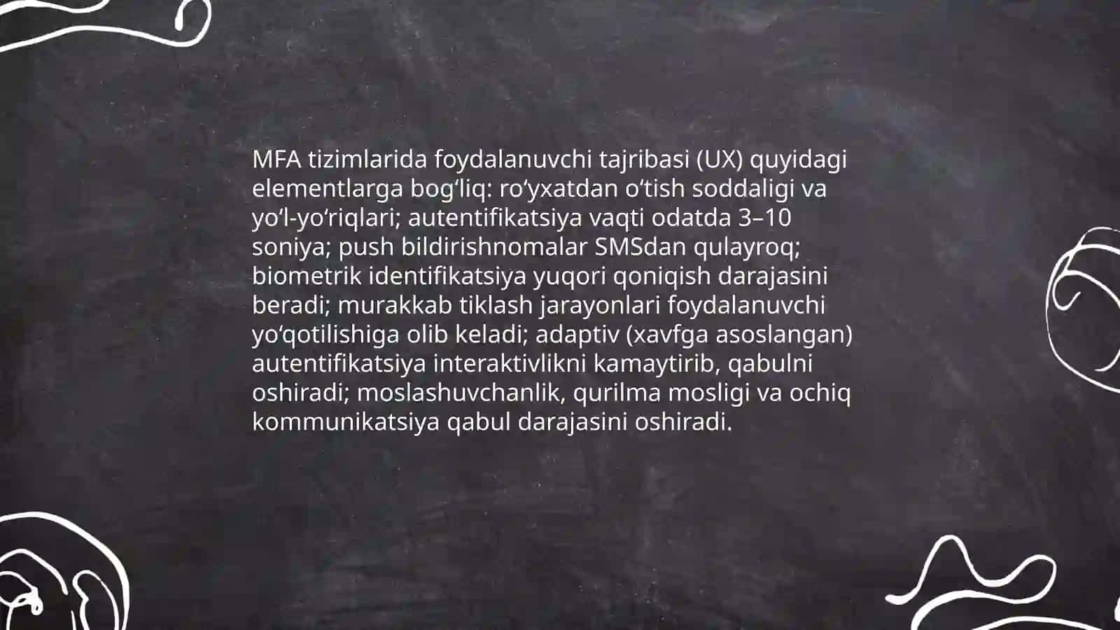Ko'p faktorli autentifikatsiya (MFA) tizimlarining samaradorligi va foydalanish qulayligi 4
