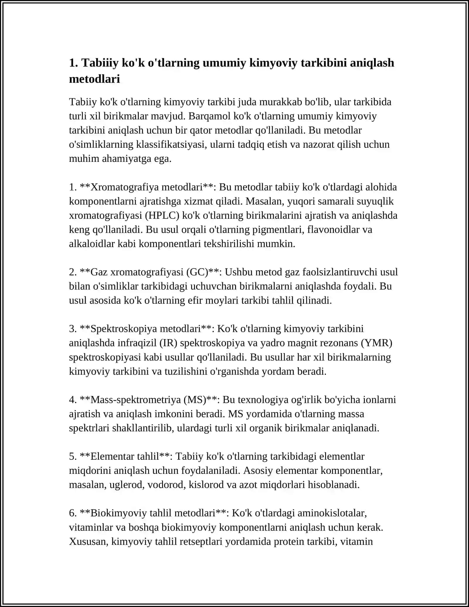 TABIIY KO'K O'TLARNING KIMYOVIY TARKIBI VATO'YIMLILIGINI O'RGANISH 4