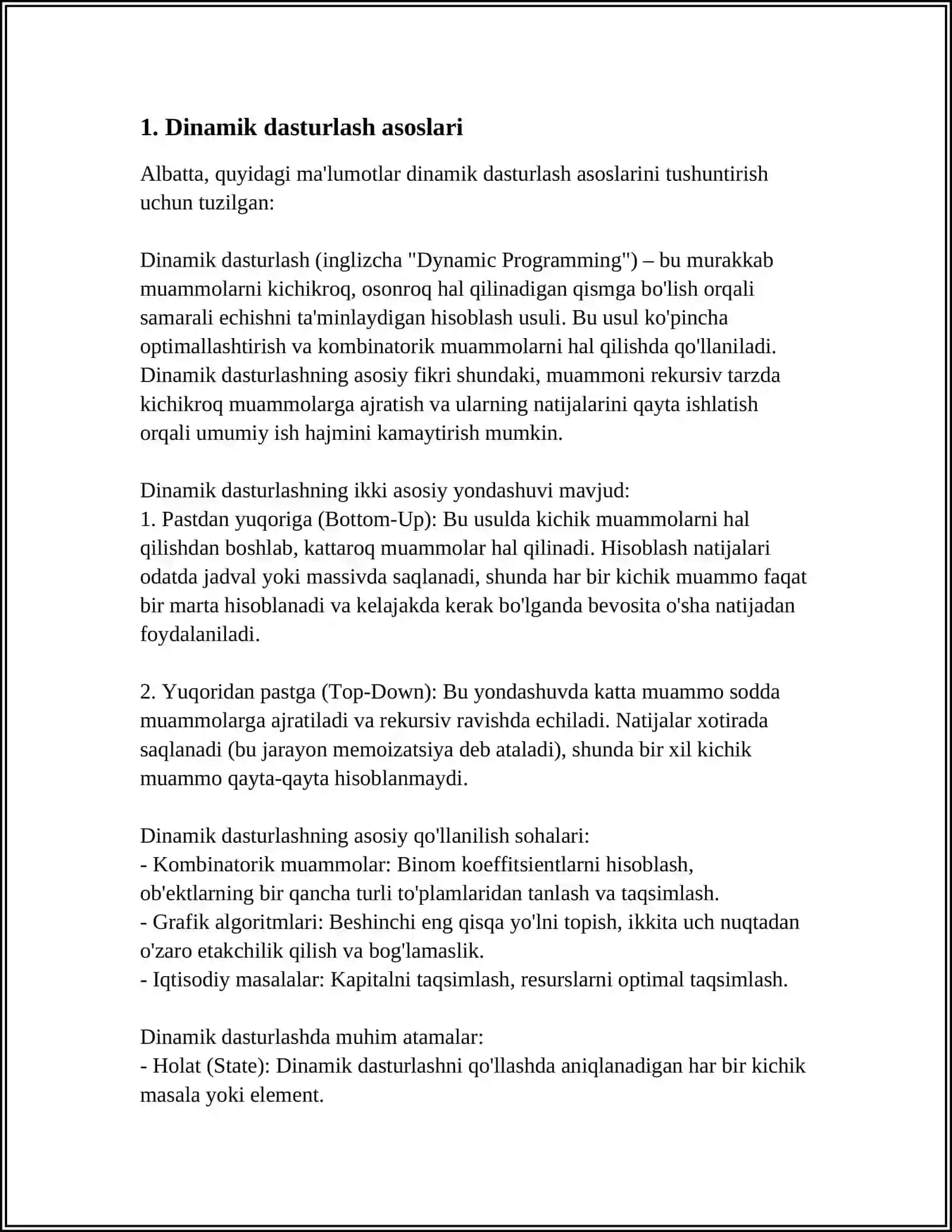 STATISTIK AXBOROTLARNI QAYTA ISHLASHDA PROGNOZ MASALALARIDA DINAMIK DASTURLASH USULLARI 4